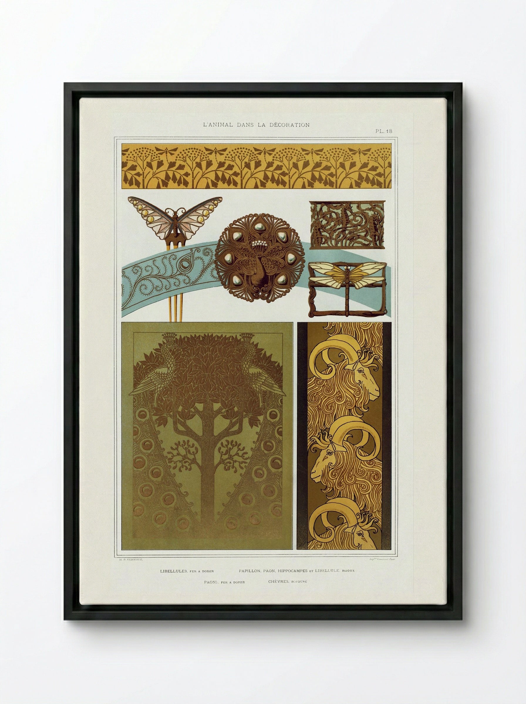 L'Animal dans la Décoration, Plate 18 - Maurice Pillard Verneuil - Framed Canvas Black