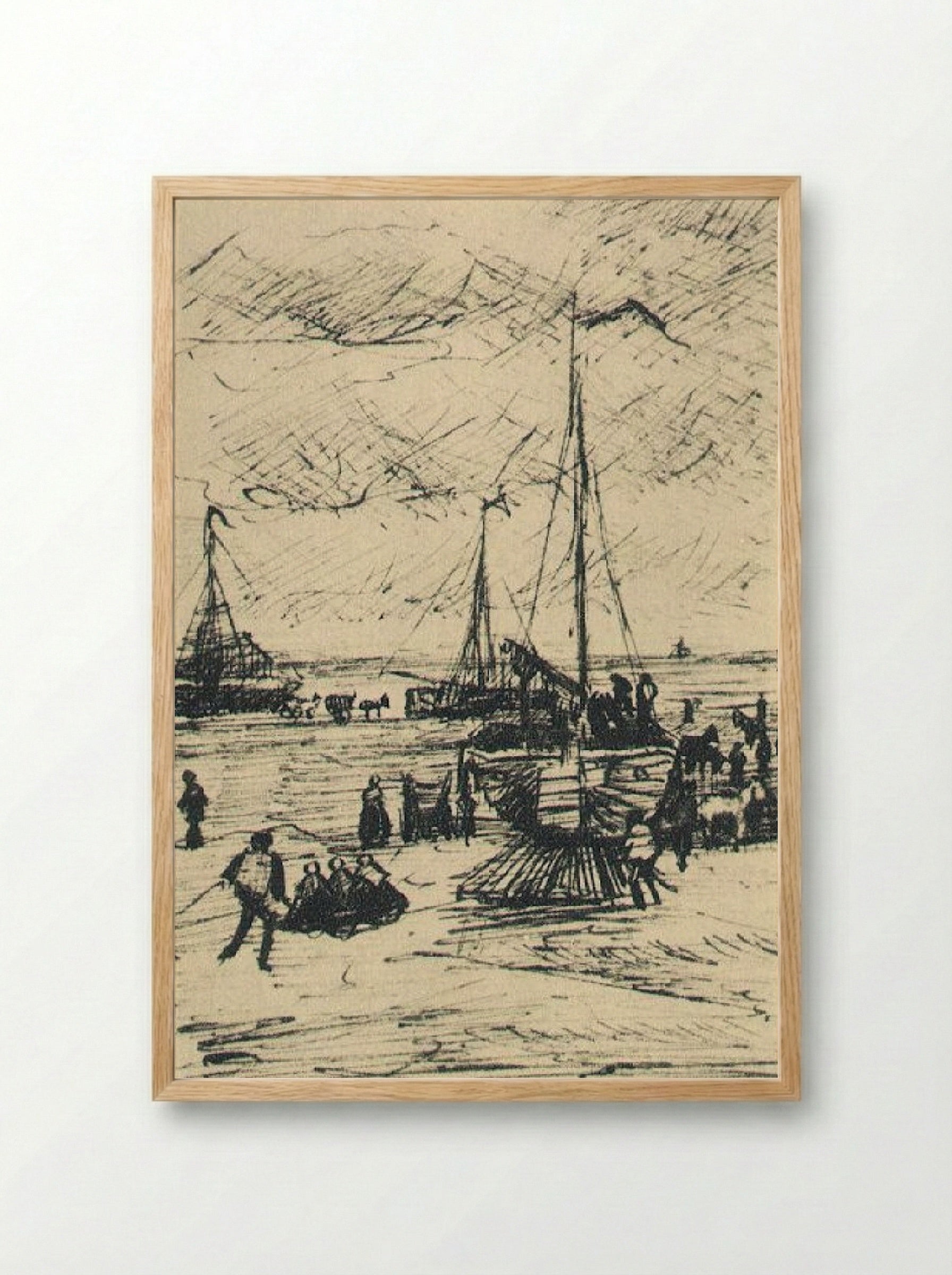 Beach at Scheveningen in Stormy Weather - Vincent van Gogh - Framed Print Wood