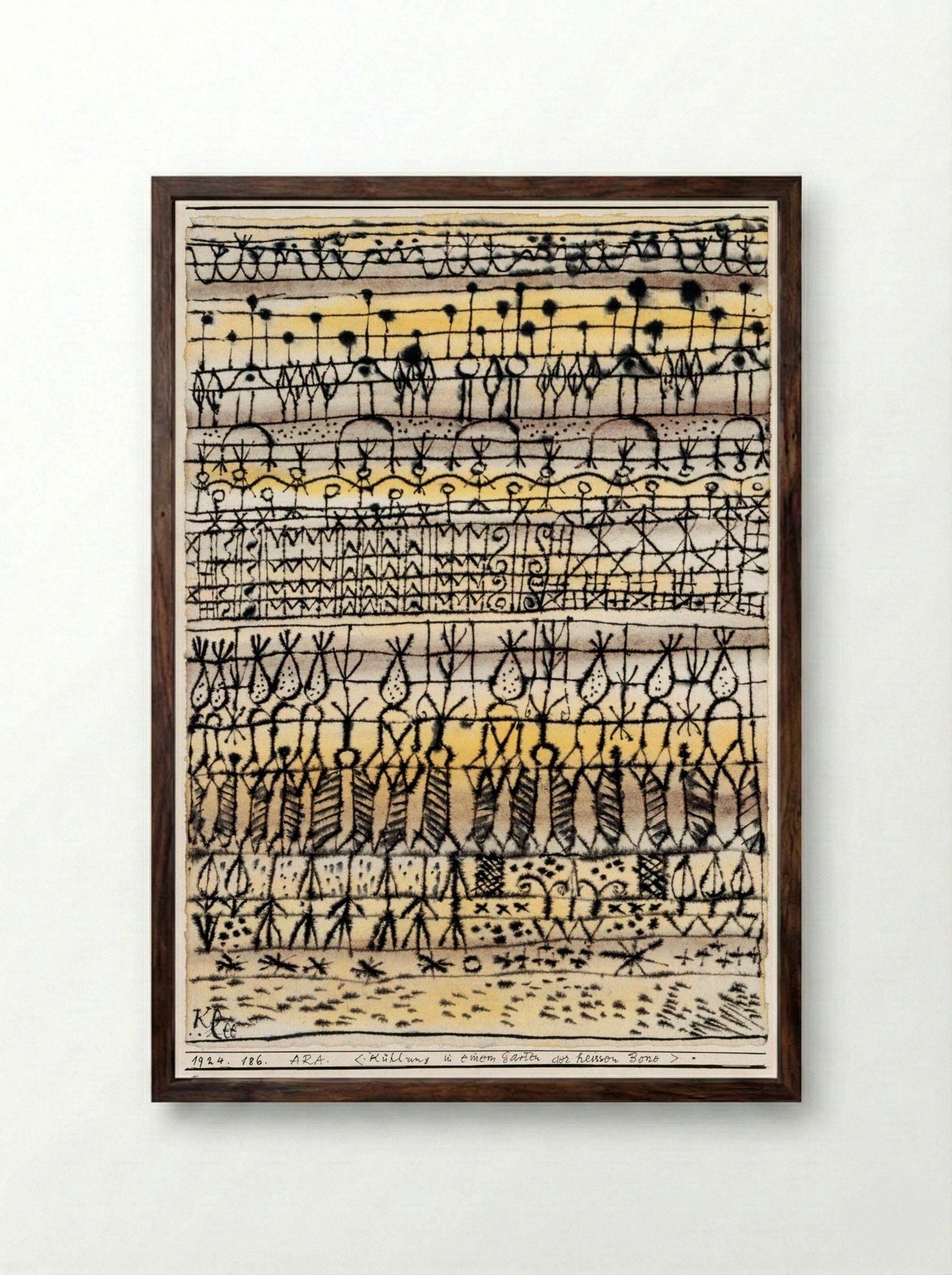Cooling in a Hot Zone Garden - Paul Klee - Framed Print Dark Wood