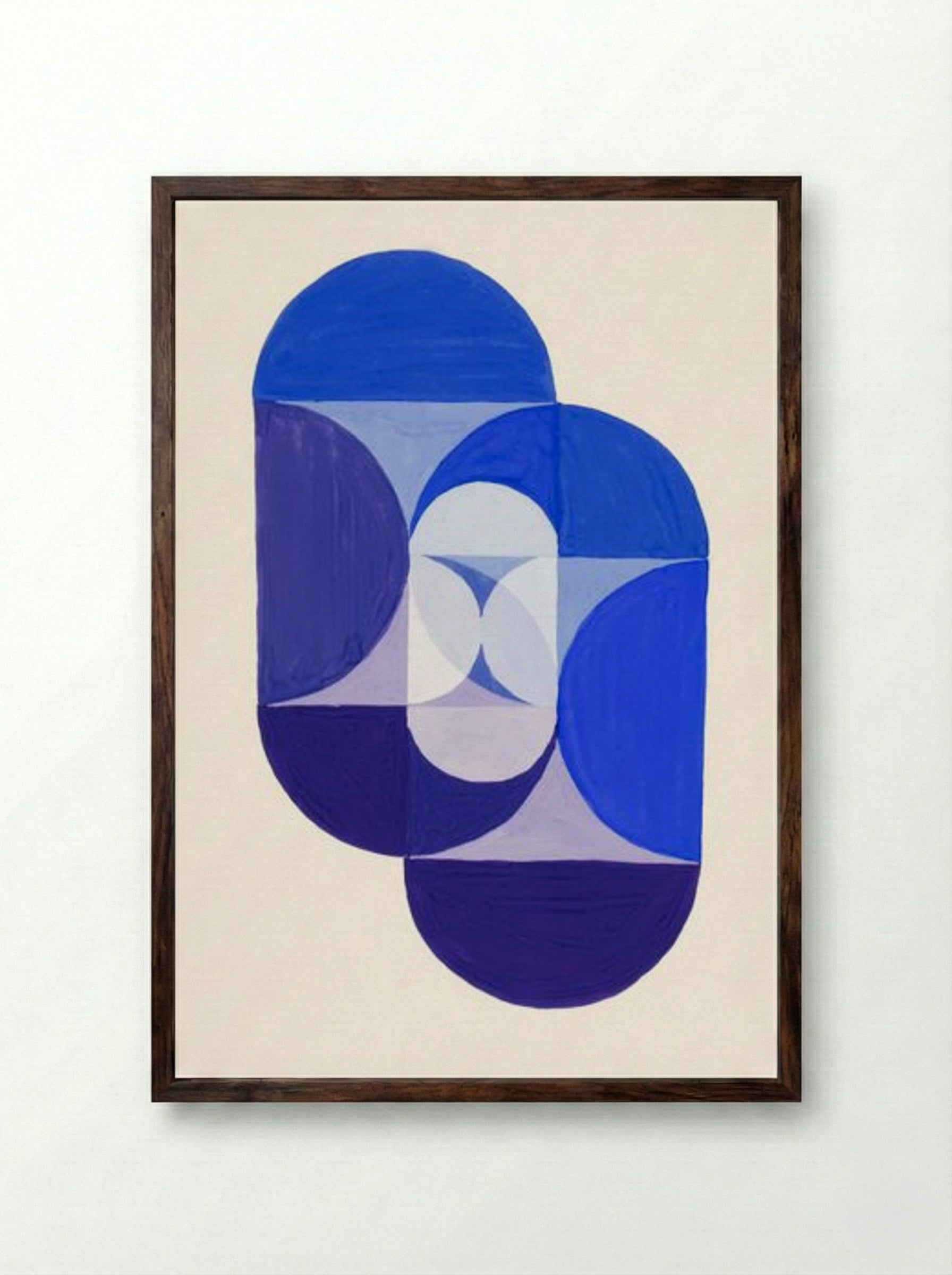 Key Blue (From the Series 'The Mathematical Basis of the Arts') - Joseph Schillinger - Framed Print Dark Wood