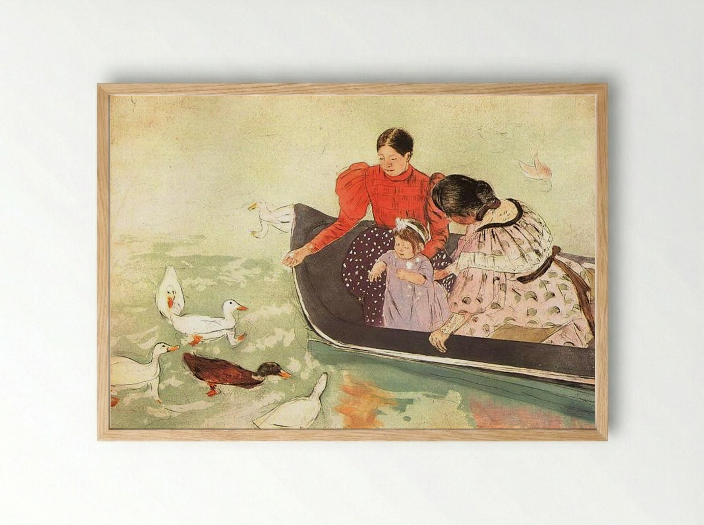 Feeding the Ducks - Mary Cassatt - Framed Print Wood
