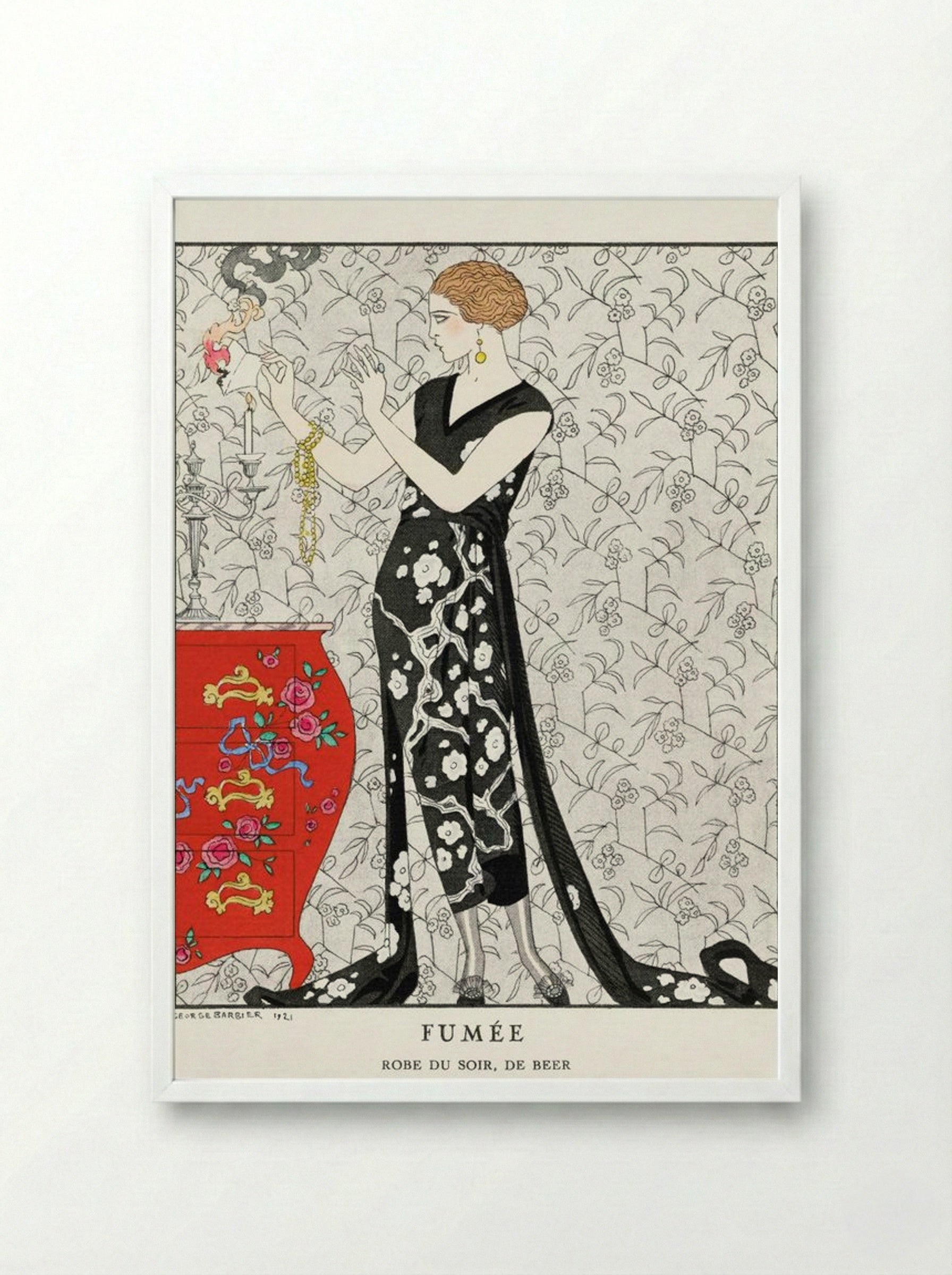 Fumée, Robe du Soir, de Beer (Fashion Illustration) - George Barbier - Framed Print White