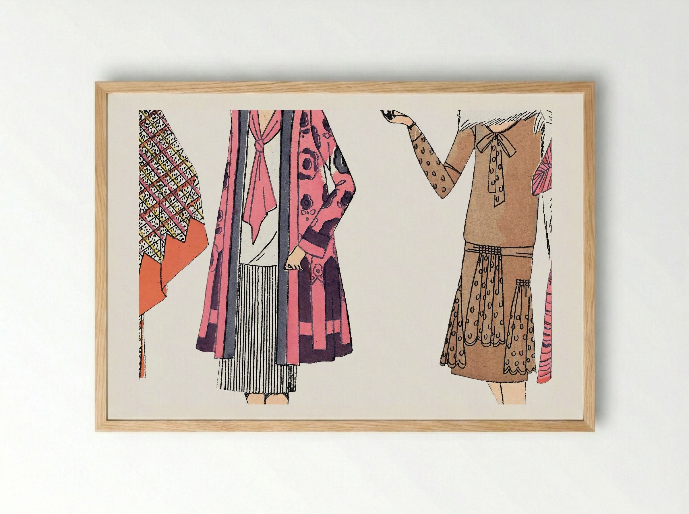 Flapper Dresses (Fashion Plate) - Fine Art Print - Framed Print Wood