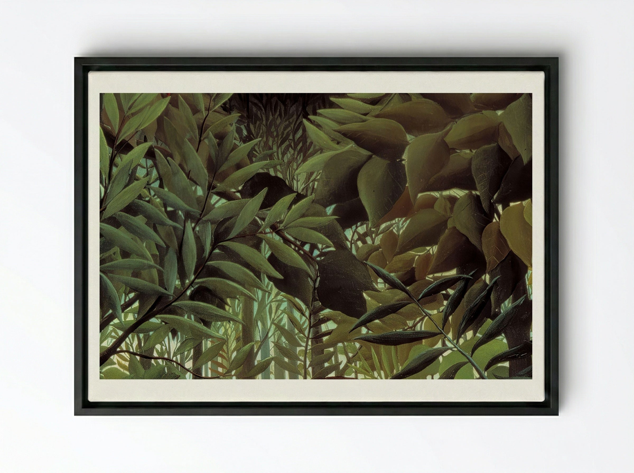The Hungry Lion Throws Itself on the Antelope - Henri Rousseau - Framed Canvas Black
