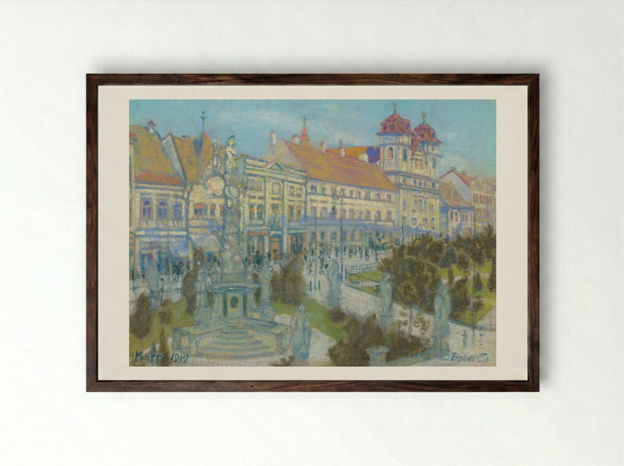 On Hlavná Street in Košice - Konštantín Bauer - Framed Print Dark Wood