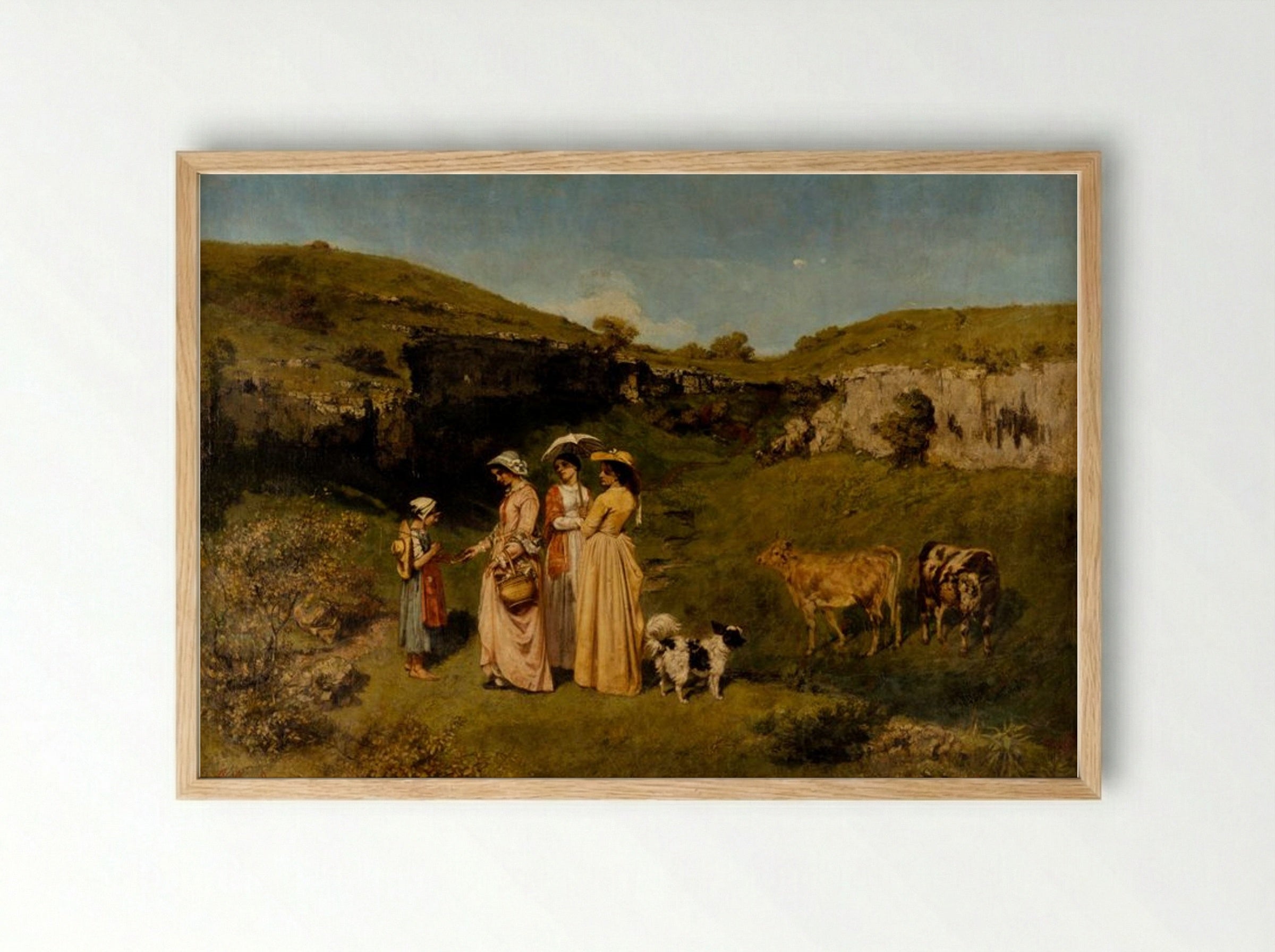 Young Ladies of the Village - Gustave Courbet - Framed Print Wood