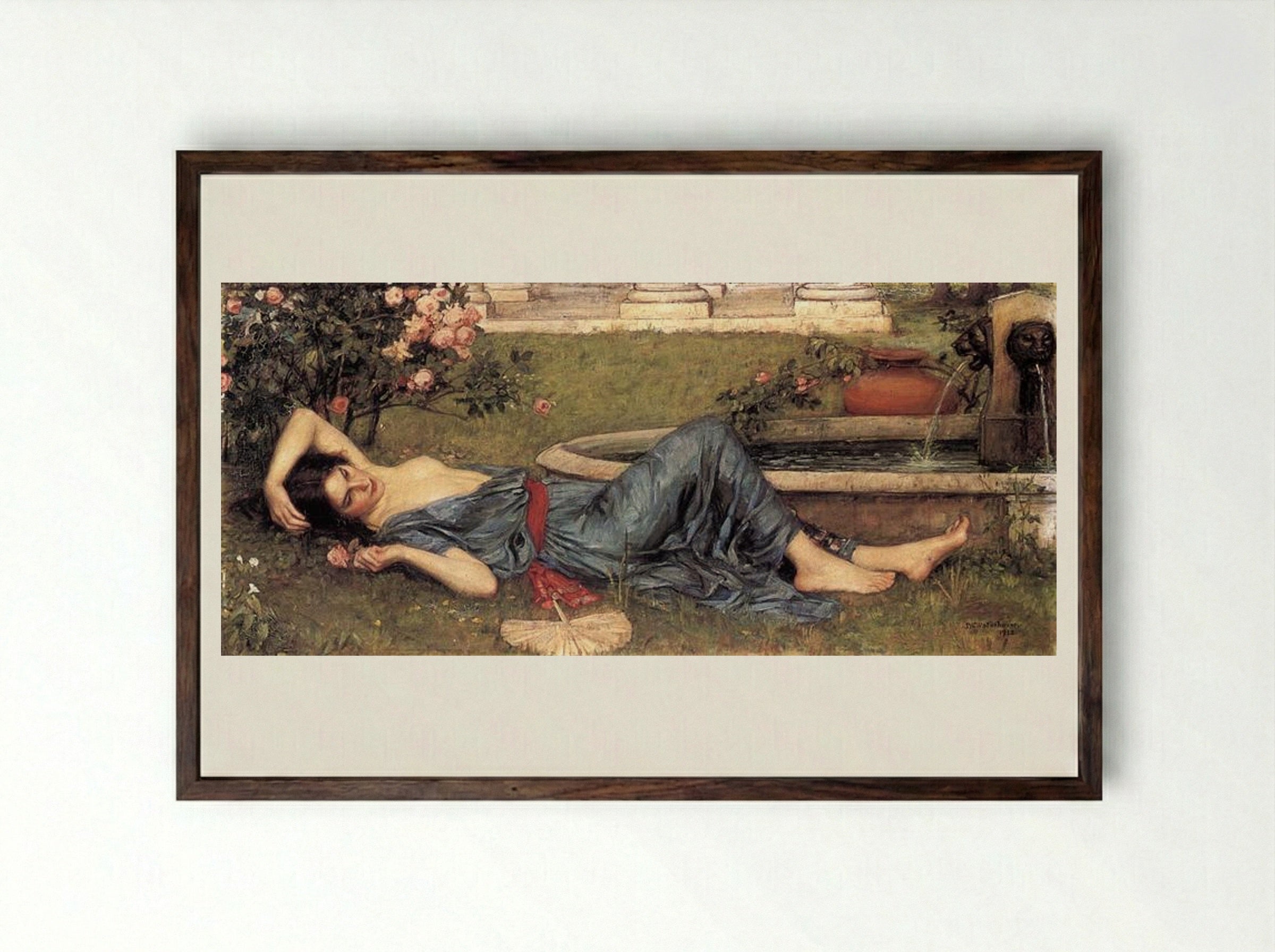 Sweet Summer - John William Waterhouse - Framed Print Dark Wood
