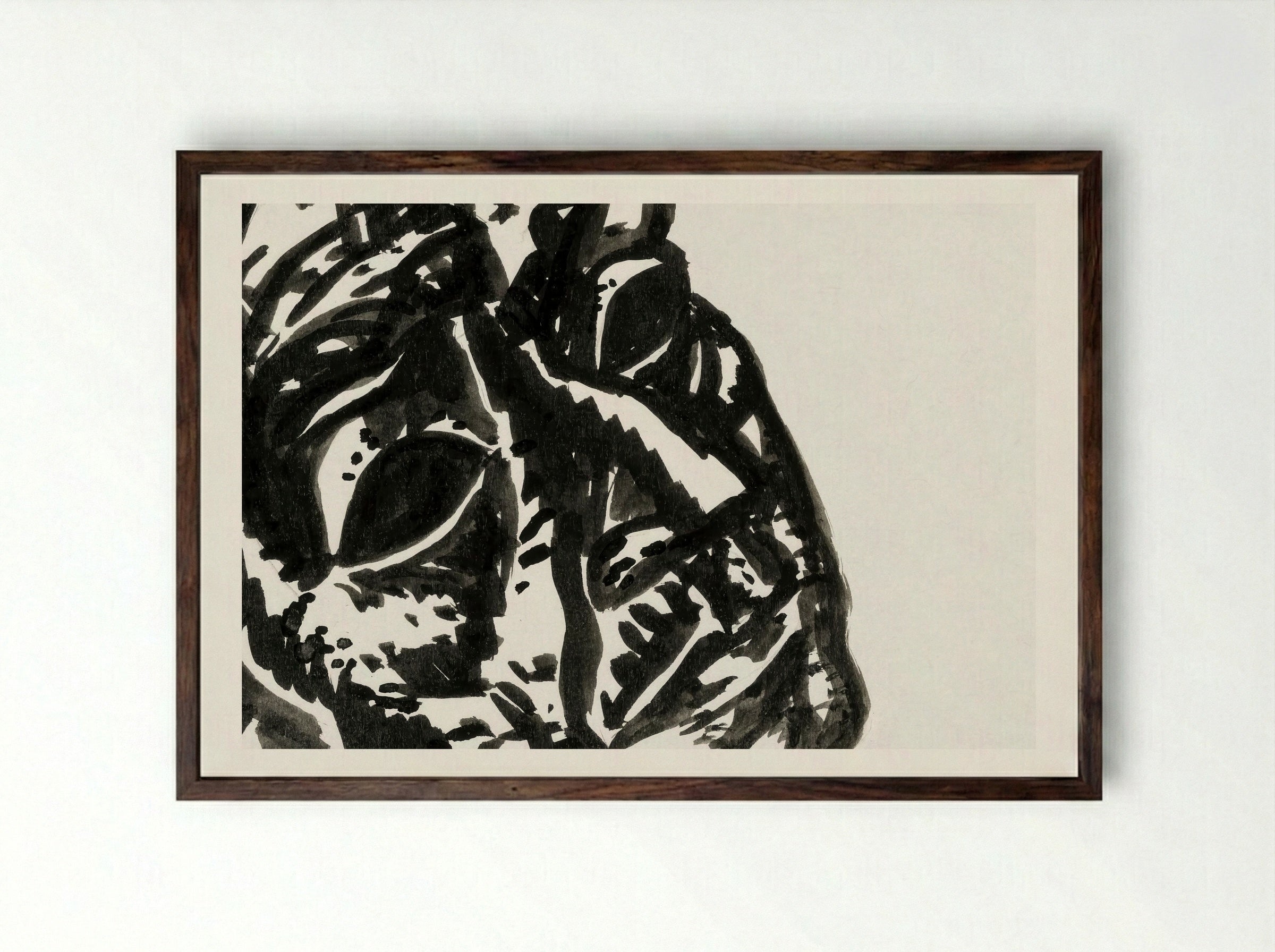 Head of a Man Looking Obliquely to the Top Right - Leo Gestel - Framed Print Dark Wood