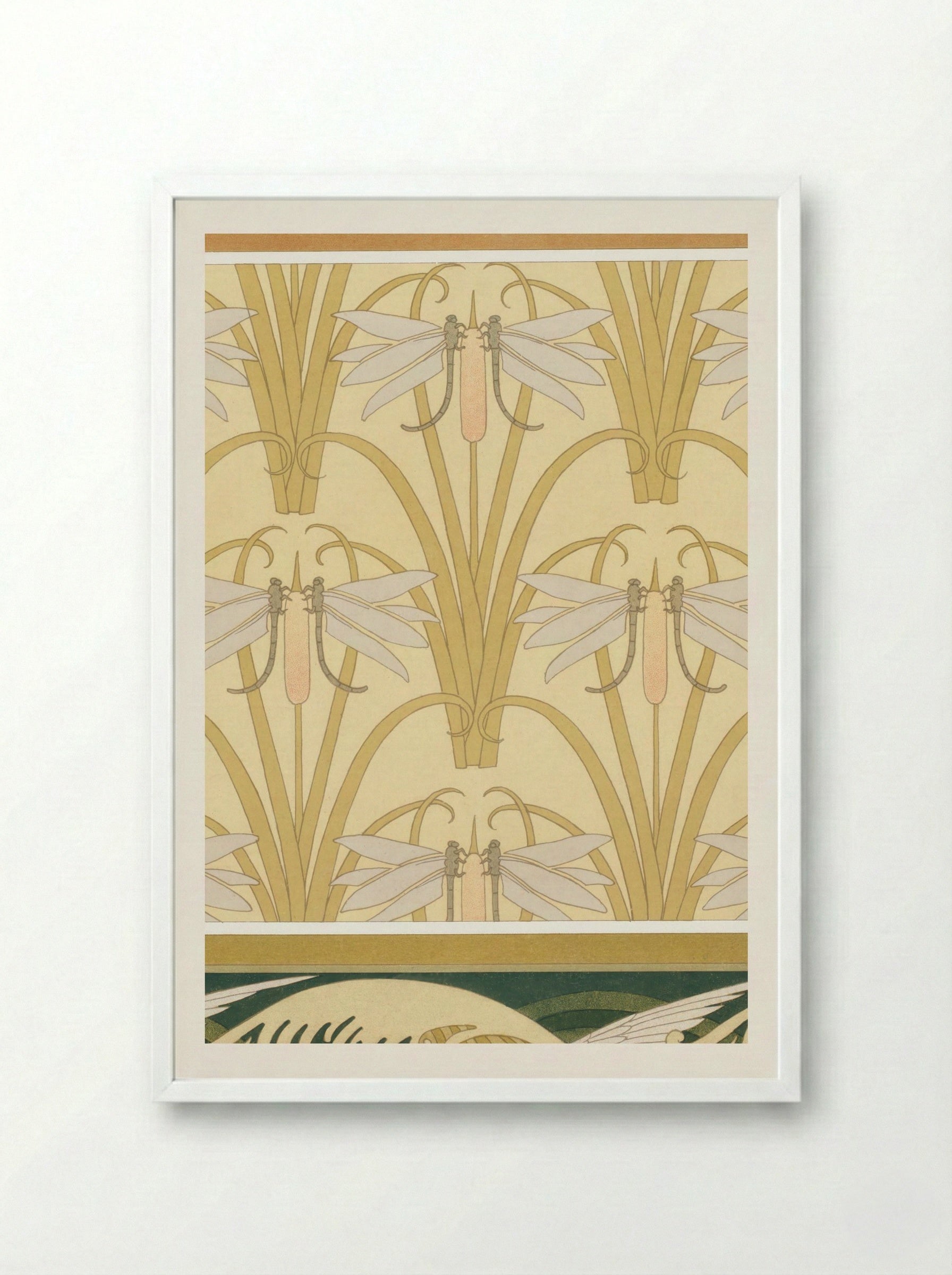 L'Animal dans la Décoration, Plate 10 (Snails, Dragonflies, Seagulls) - Maurice Pillard Verneuil - Framed Print White