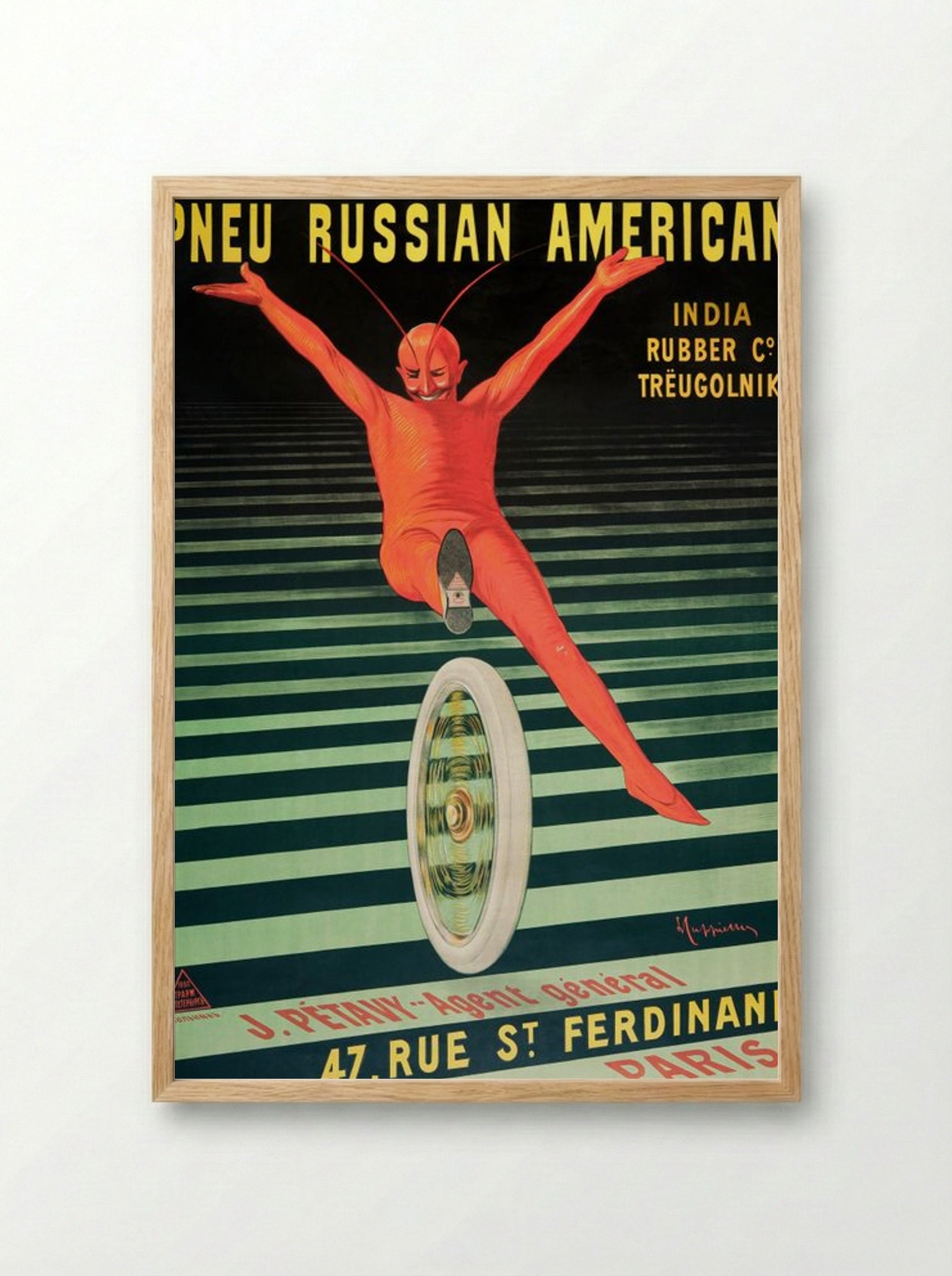 Pneu Russian American - India Rubber Co. Trëugolnik - Leonetto Cappiello - Framed Print Wood