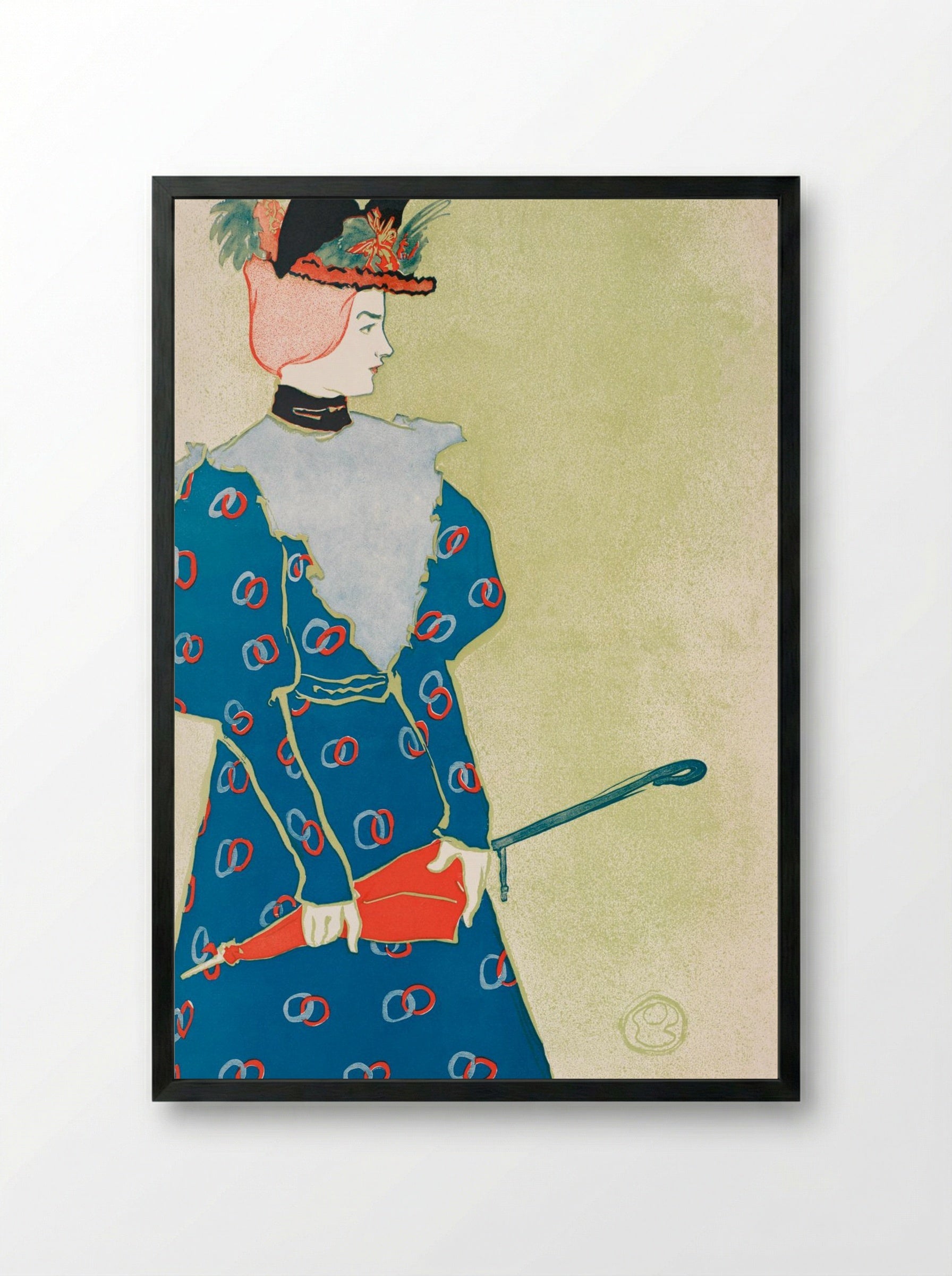 Woman Holding Umbrella - Edward Penfield - Framed Print Black