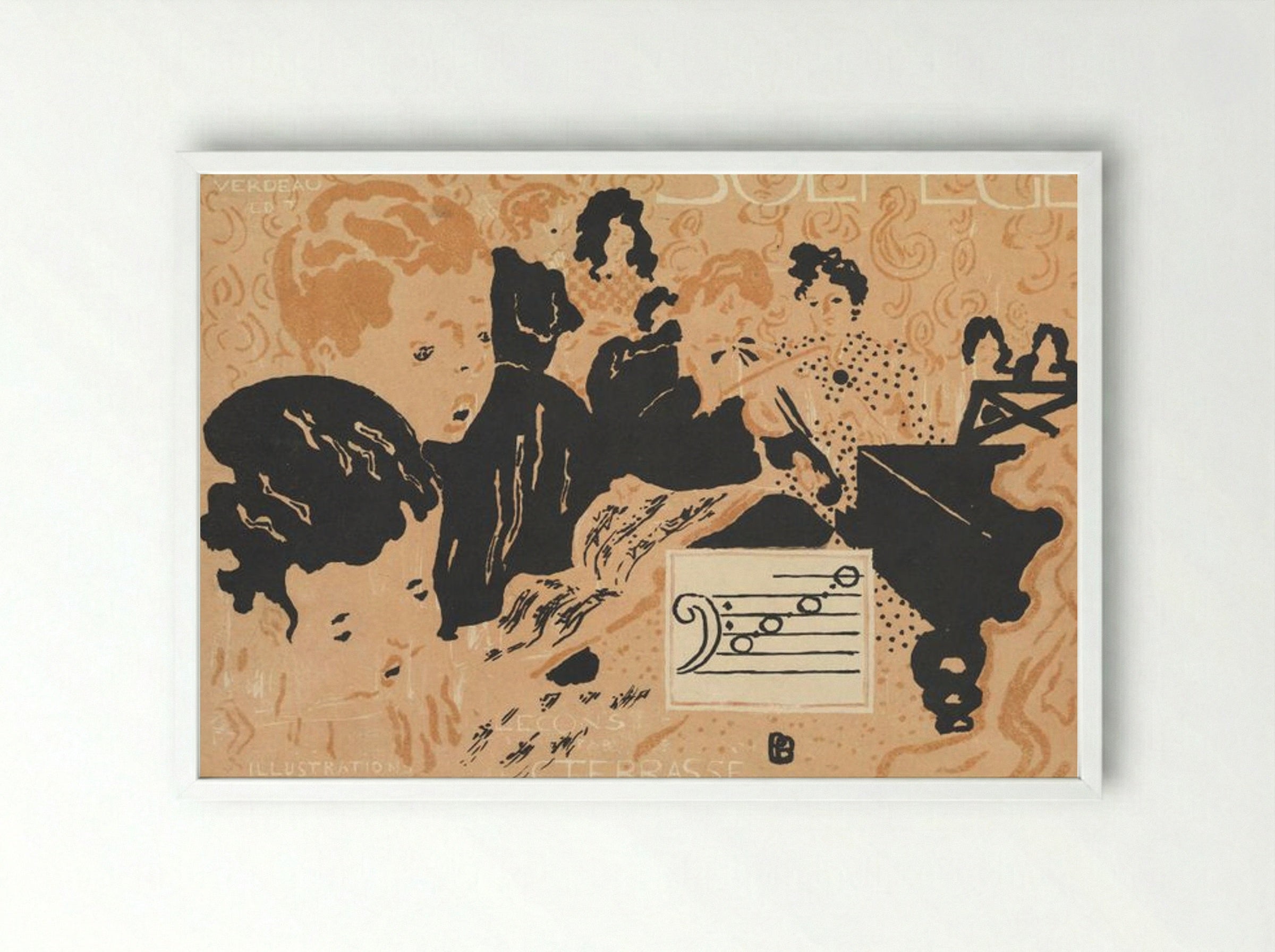 Preliminary Cover Design for Petit Solfège Illustré - Pierre Bonnard - Framed Print White