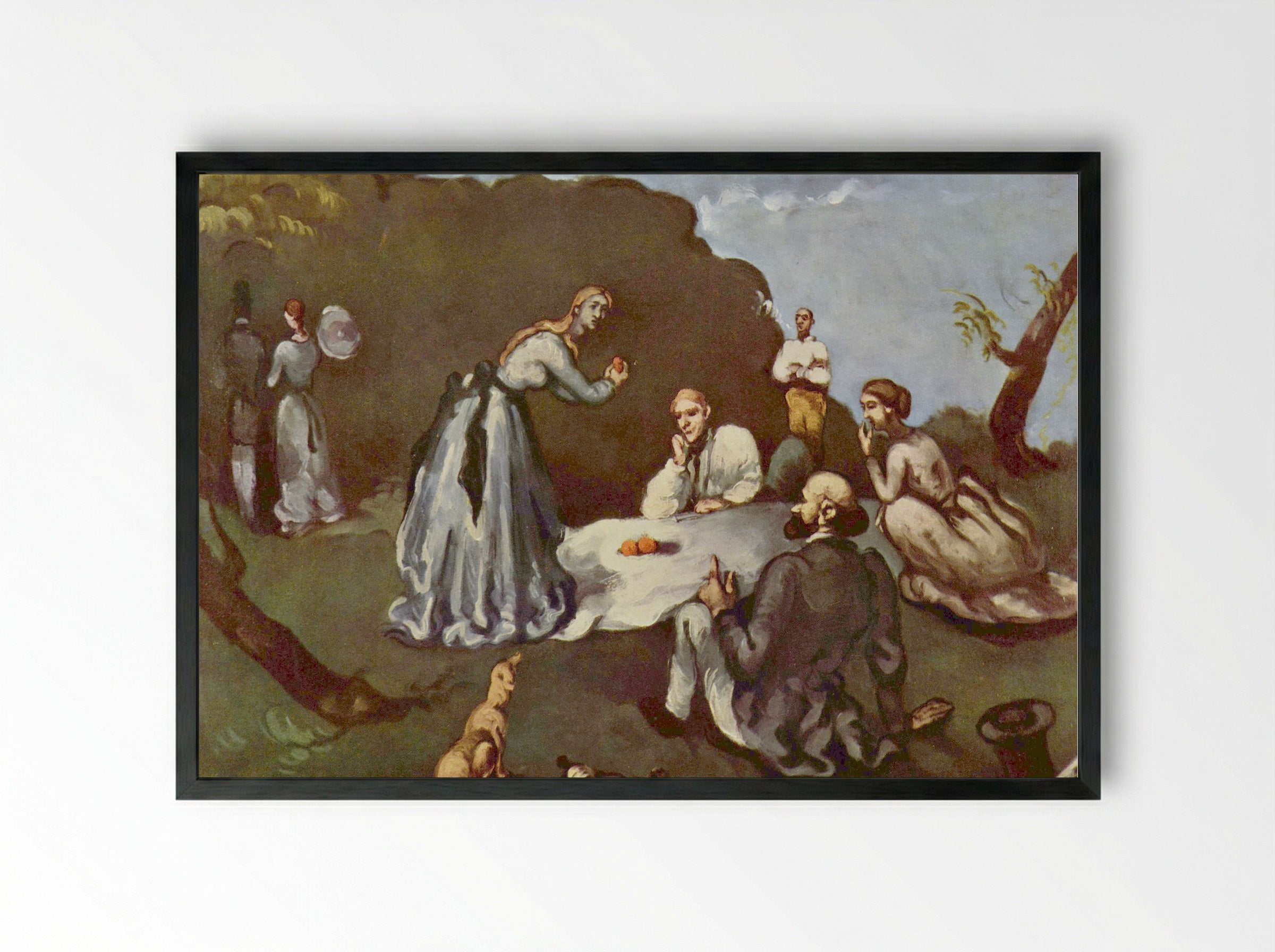 Le Déjeuner sur l'herbe (after Manet) - Paul Cézanne - Framed Print Black