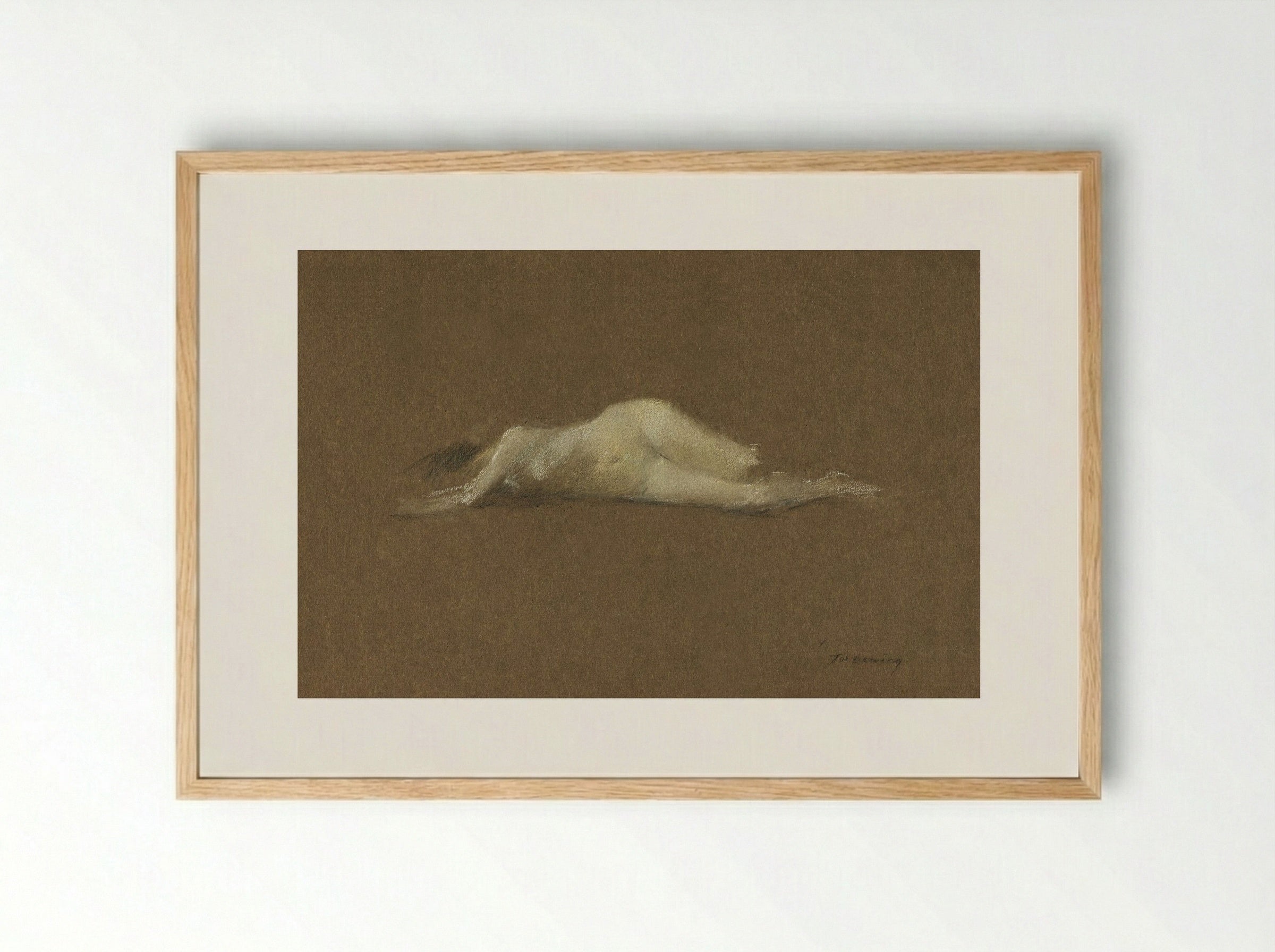 Nude Woman on Her Side - Thomas Wilmer Dewing - Framed Print Wood