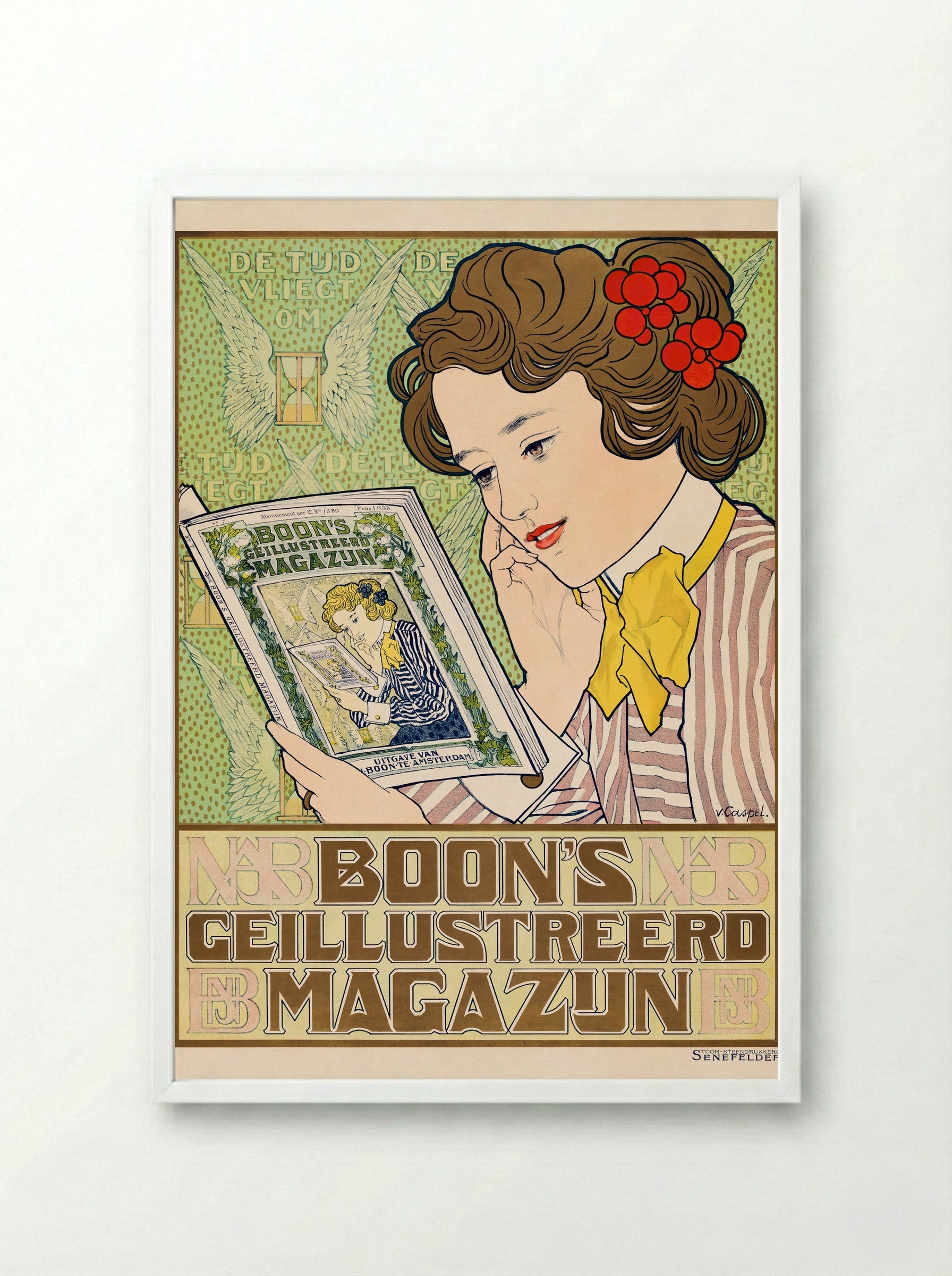 Affiche voor Boon's Geïllustreerd Magazijn - Johann Georg van Caspel - Framed Print White