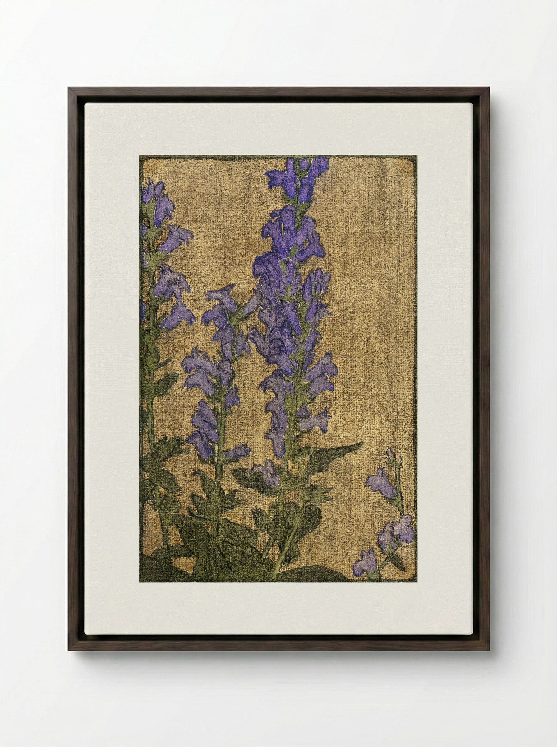 Delphinium - Hannah Borger Overbeck - Framed Canvas Dark Wood