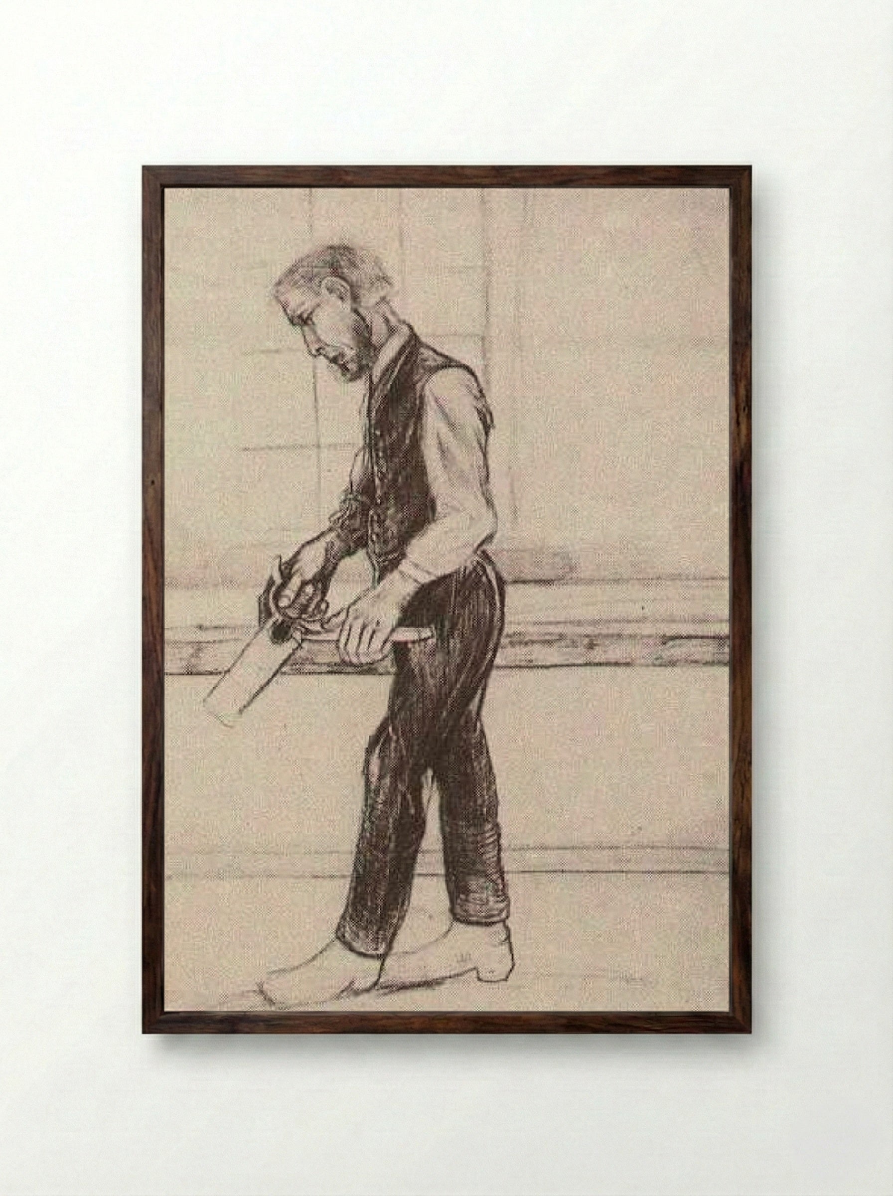 Carpenter (Man with Saw) - Vincent van Gogh - Framed Print Dark Wood