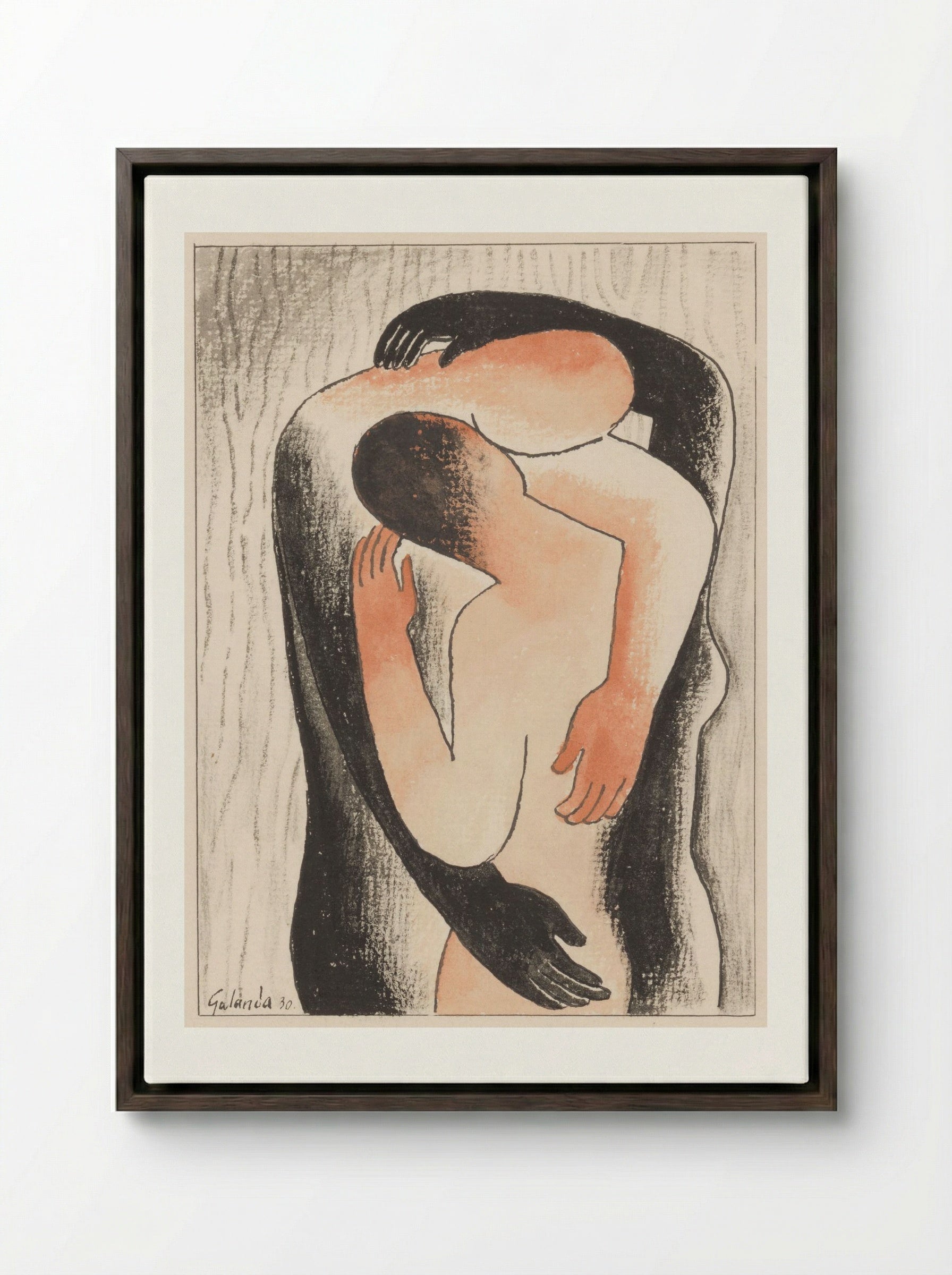 Embrace - Mikuláš Galanda - Framed Canvas Dark Wood