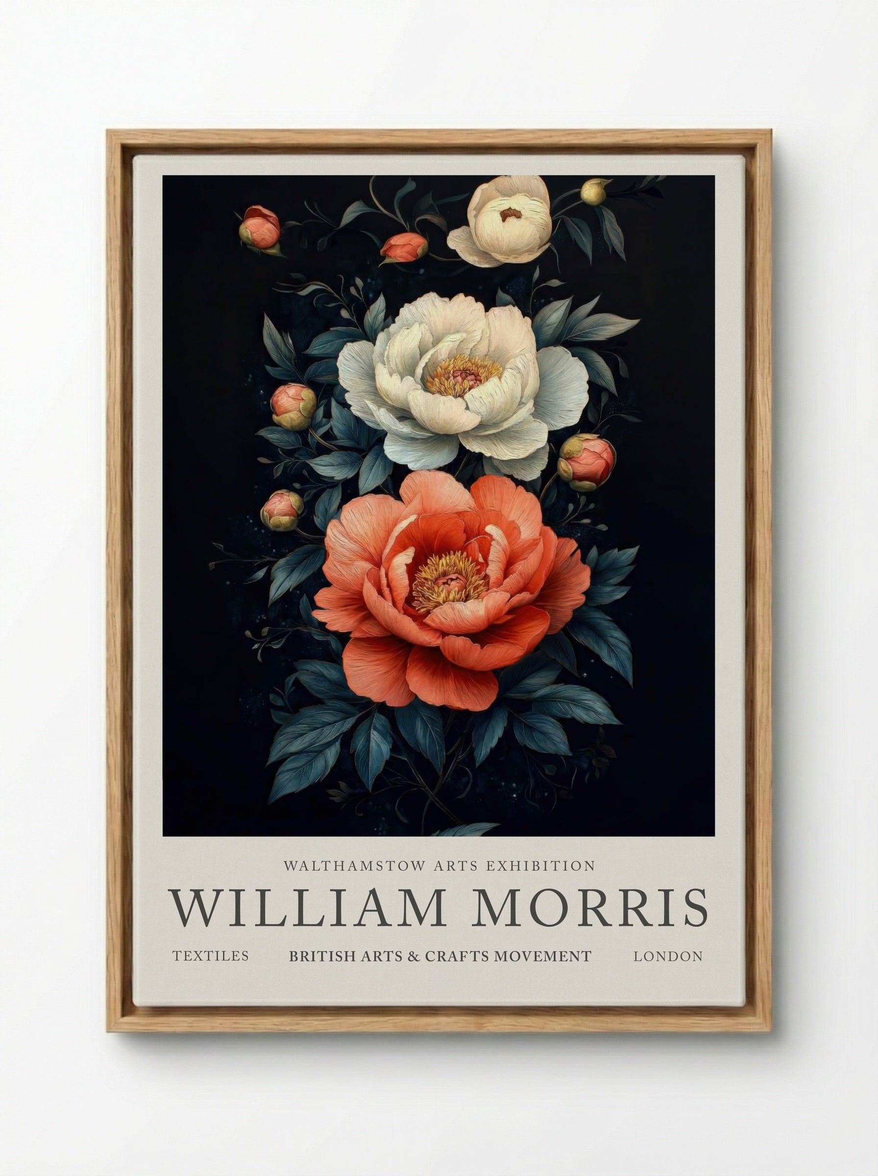 Peony Reverie - William Morris - Framed Canvas Wood