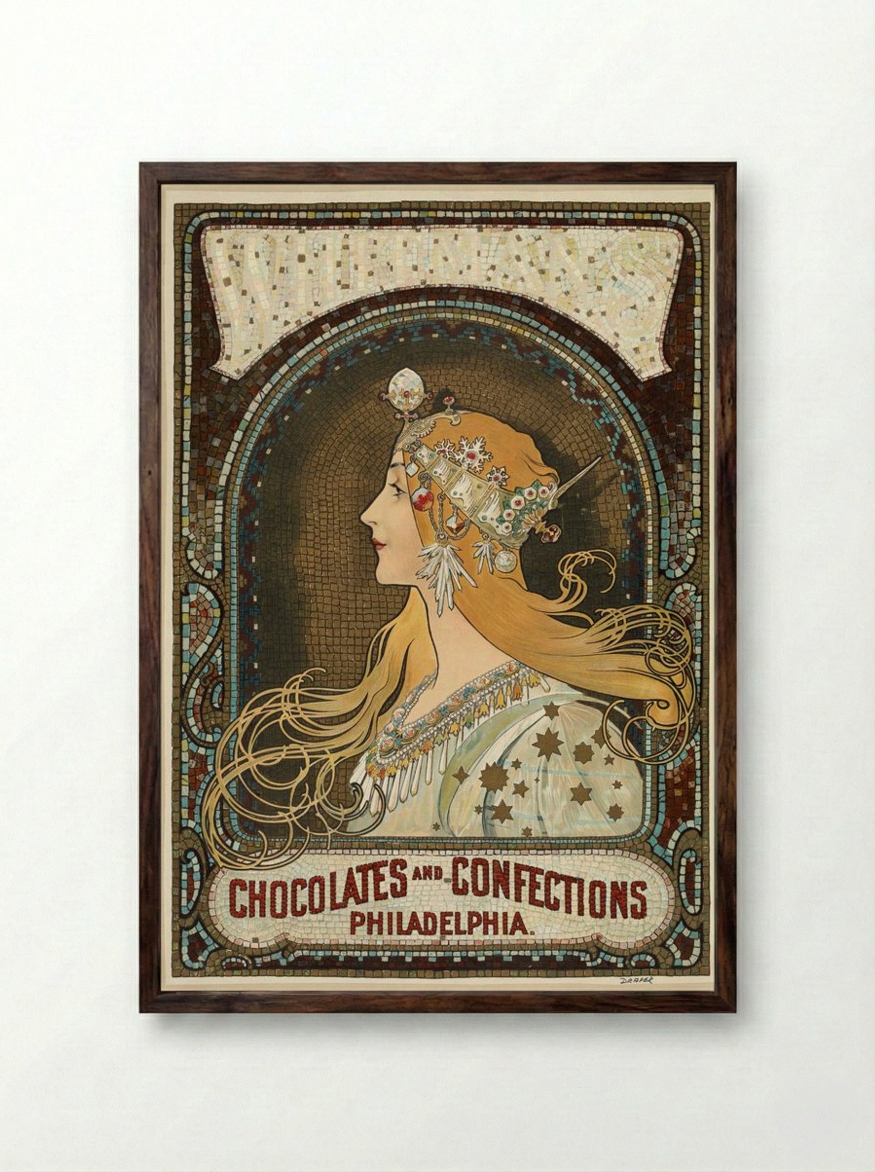 Zodiac - Alphonse Mucha - Framed Print Dark Wood