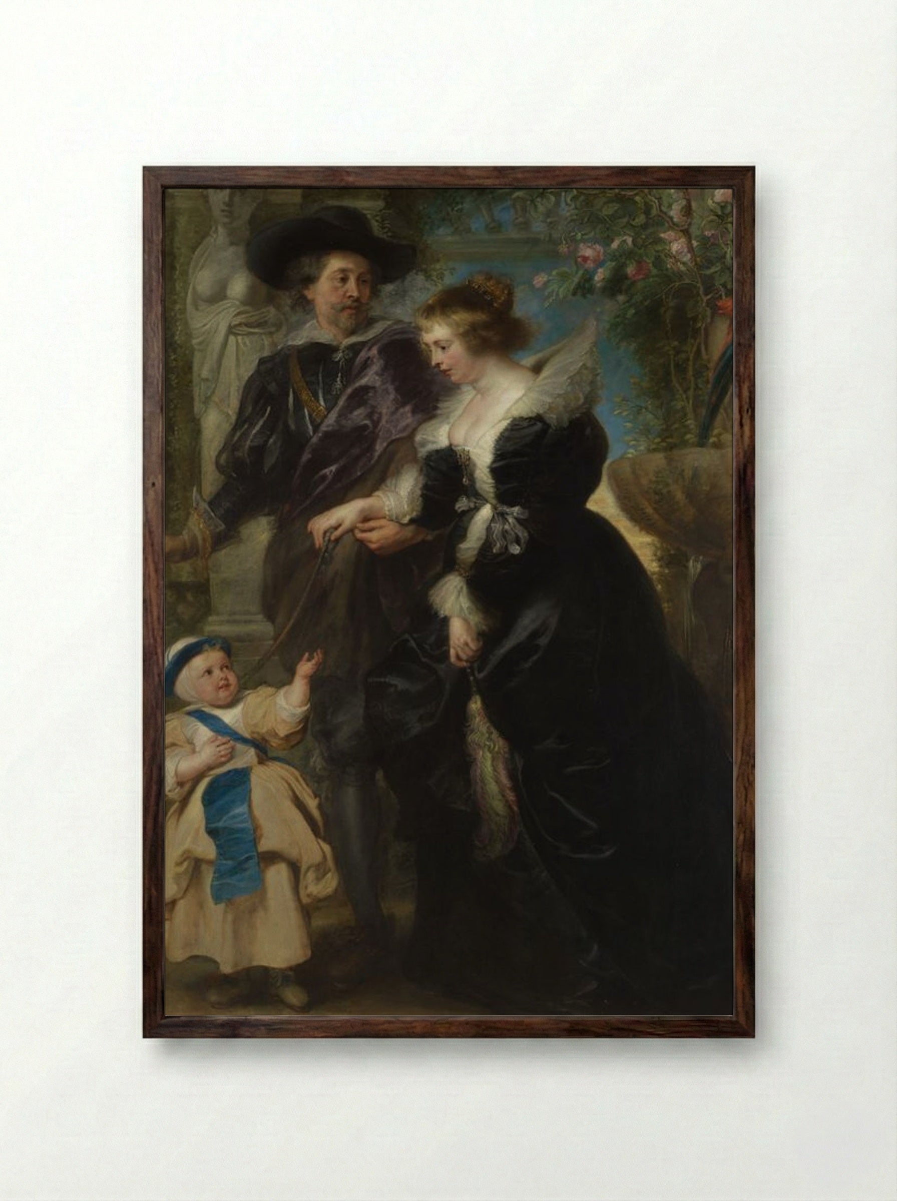 Helena Fourment and Their Son Frans - Peter Paul Rubens - Framed Print Dark Wood