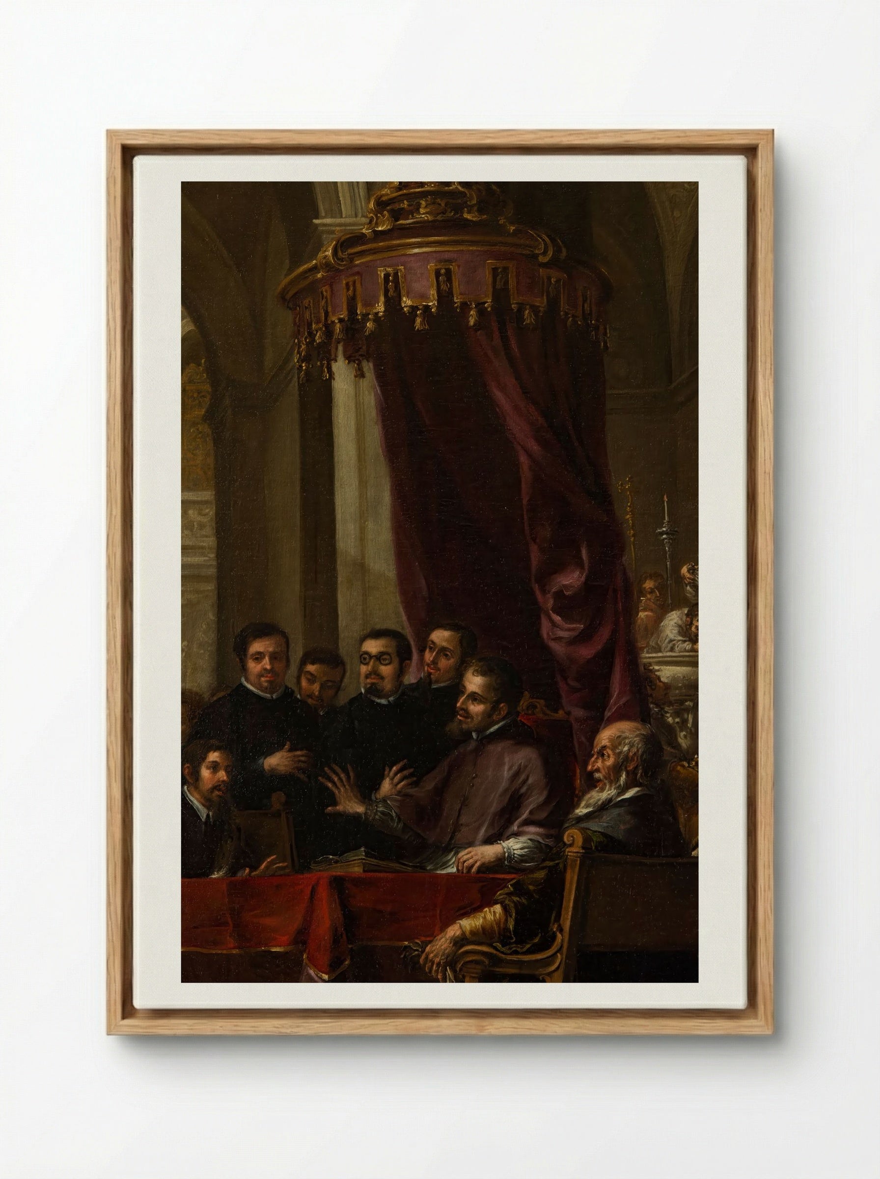 The Conversion and Baptism of St. Augustine by St. Ambrose - Juan de Pareja - Framed Canvas Wood