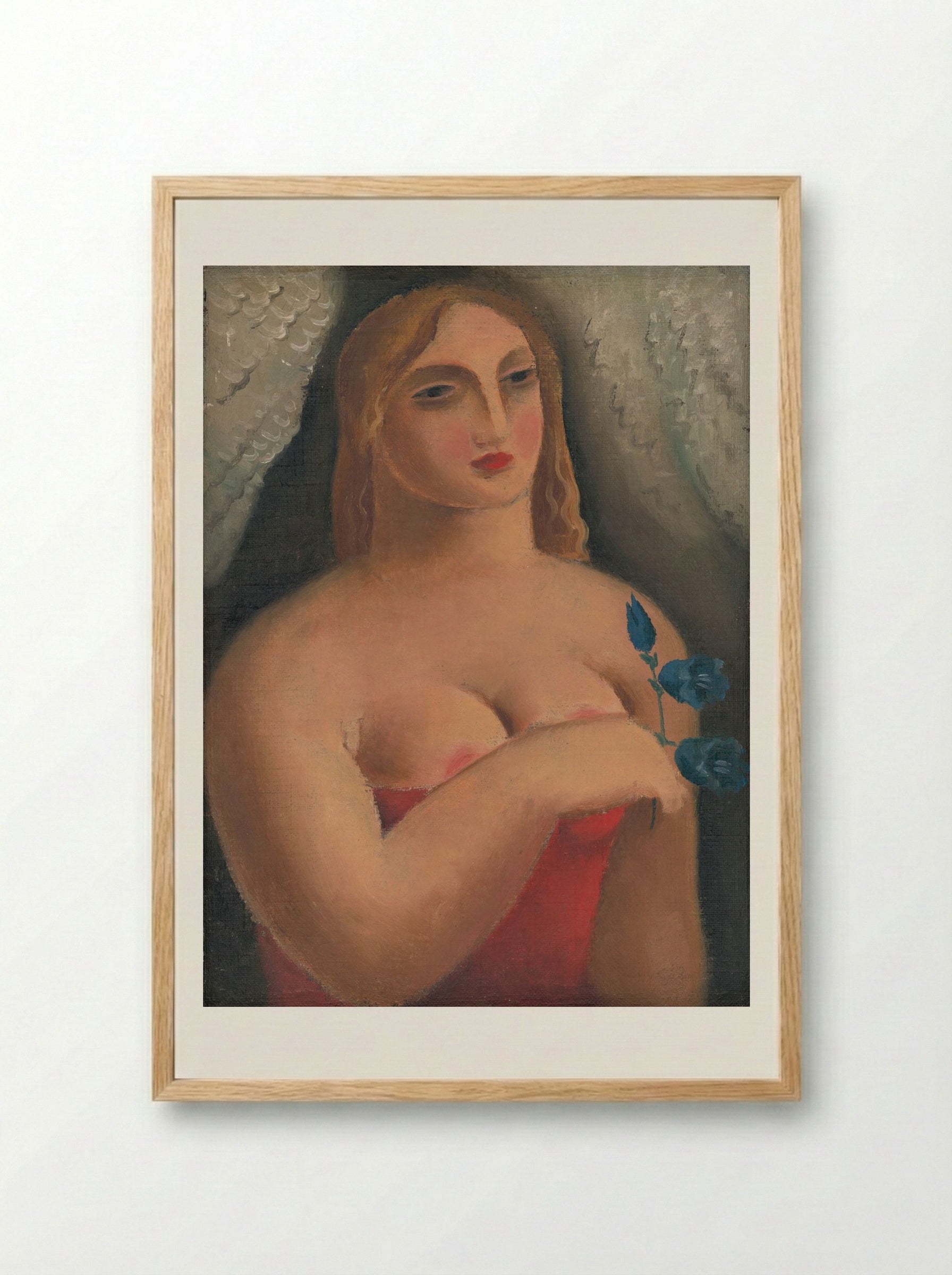 Woman with Bellflowers - Mikuláš Galanda - Framed Print Wood