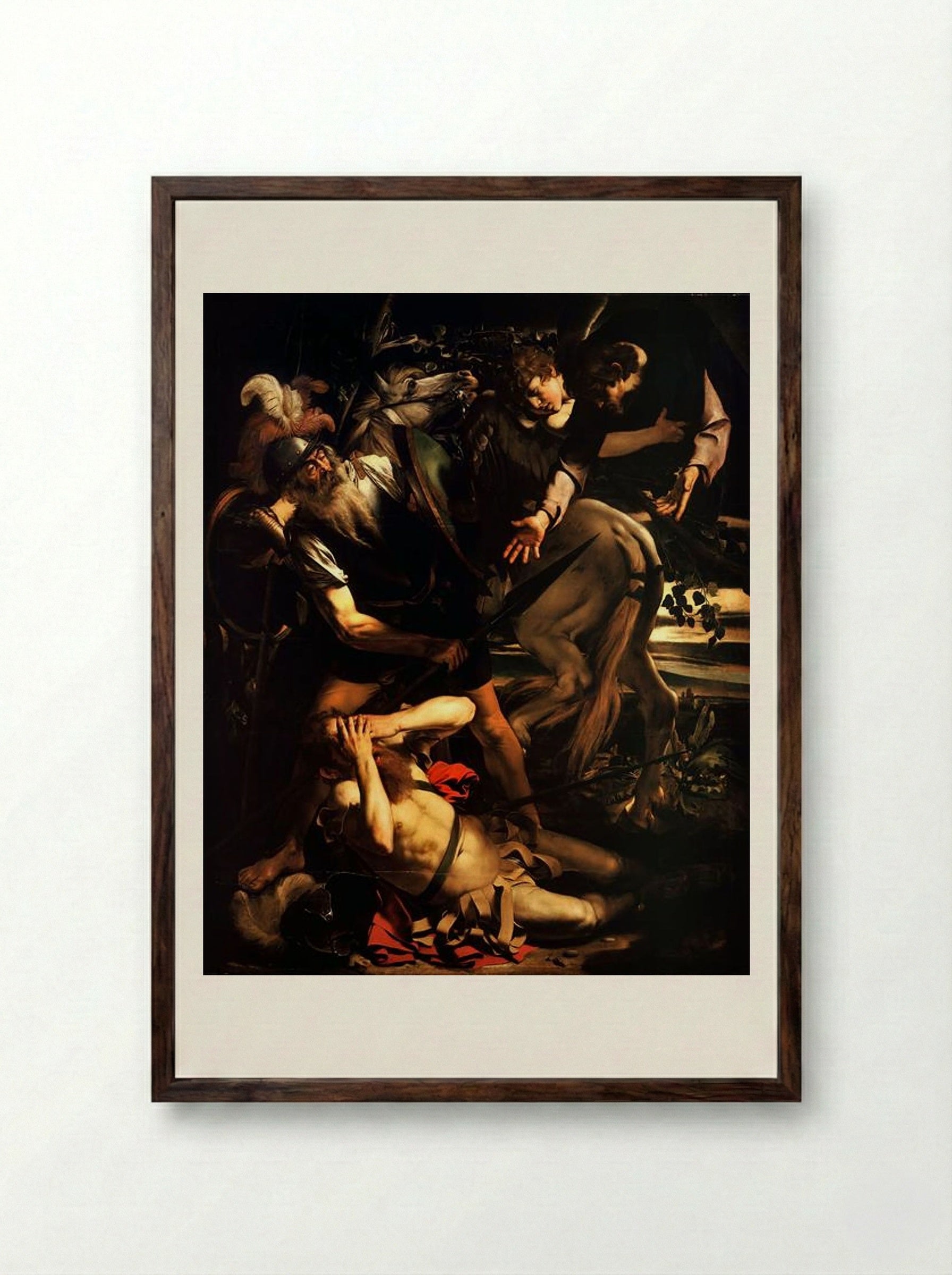 The Conversion of Saint Paul - Caravaggio - Framed Print Dark Wood