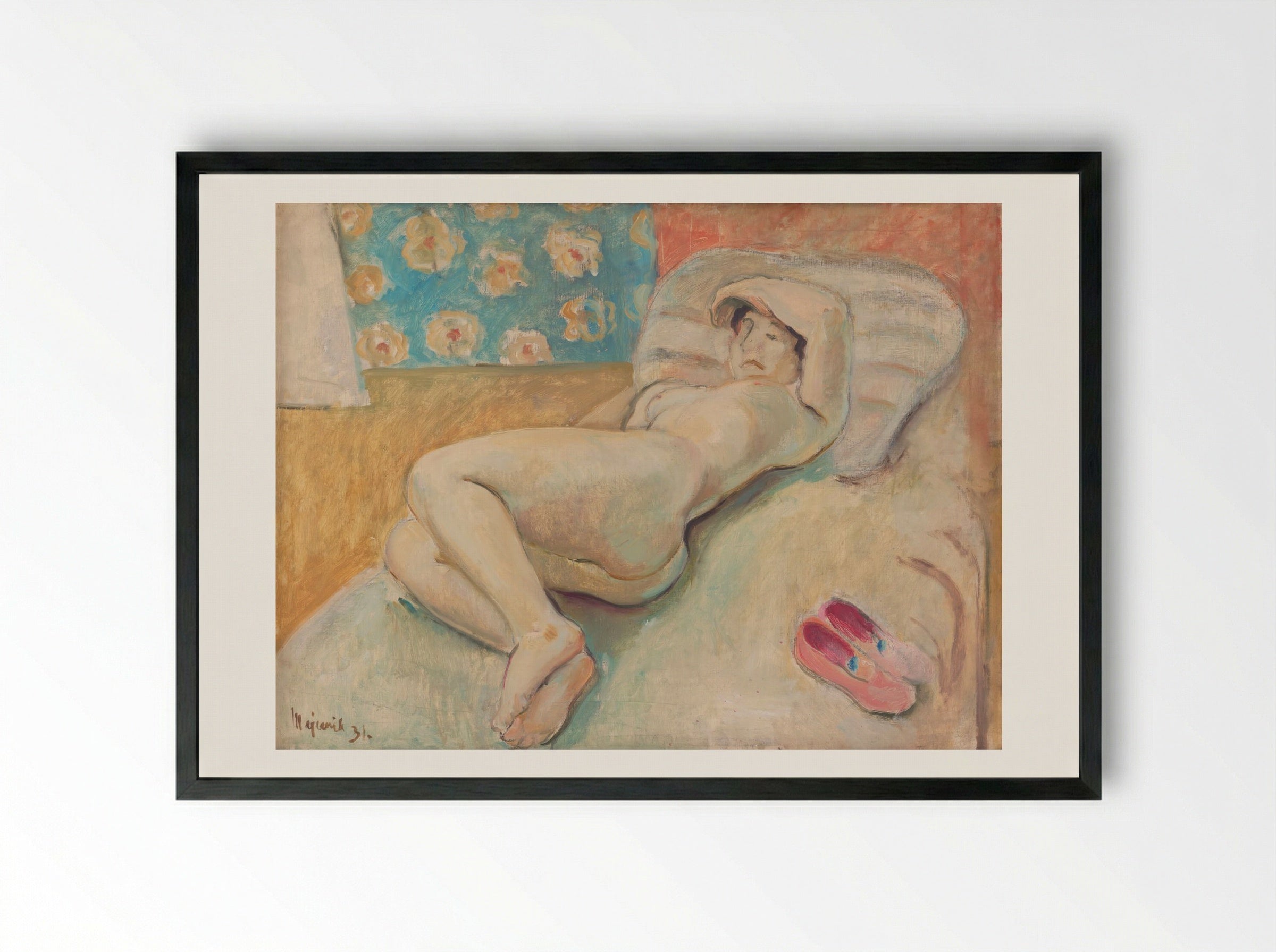 Resting Woman - Cyprián Majerník - Framed Print Black