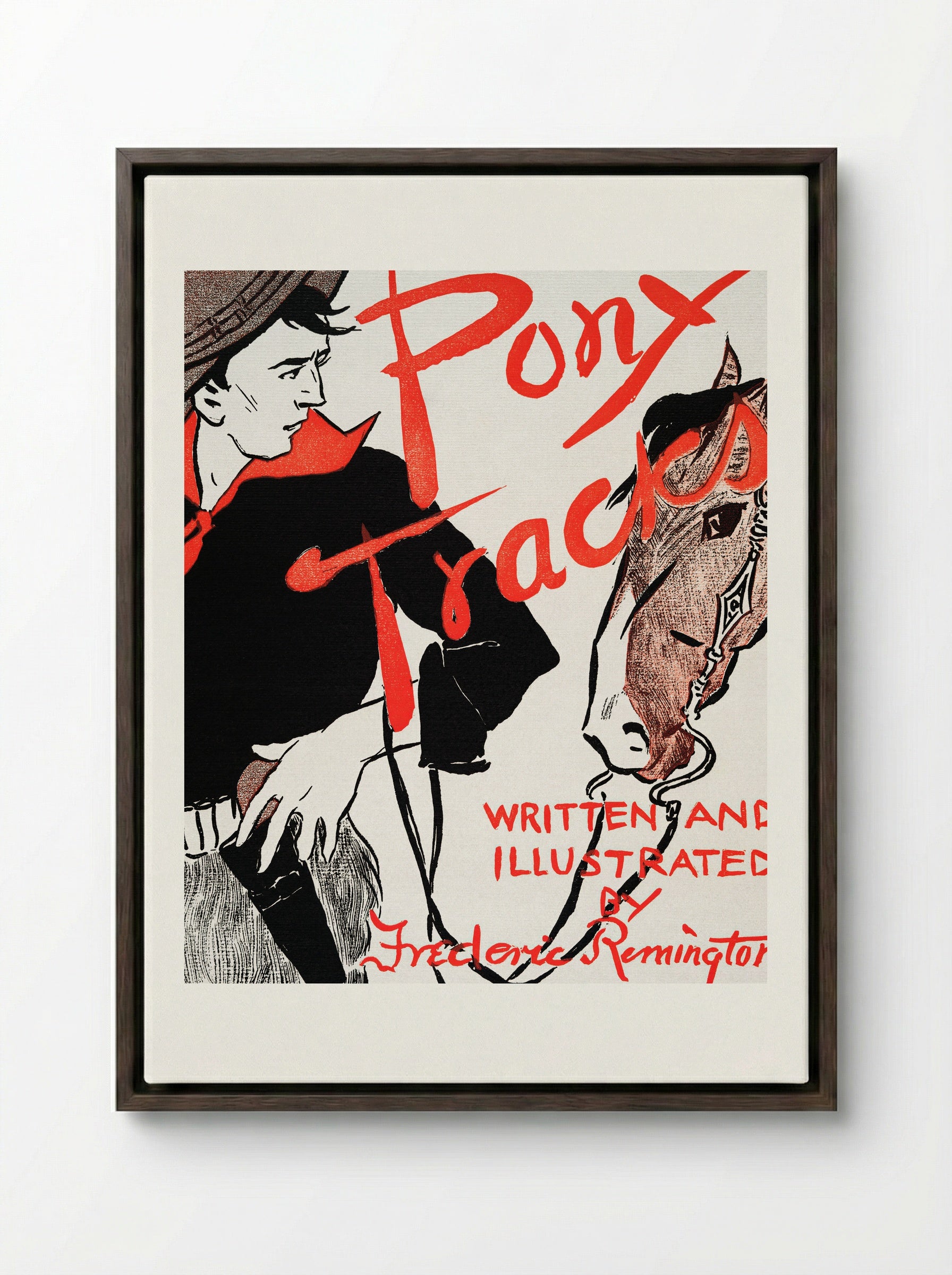 Pony Tracks - Edward Penfield - Framed Canvas Dark Wood
