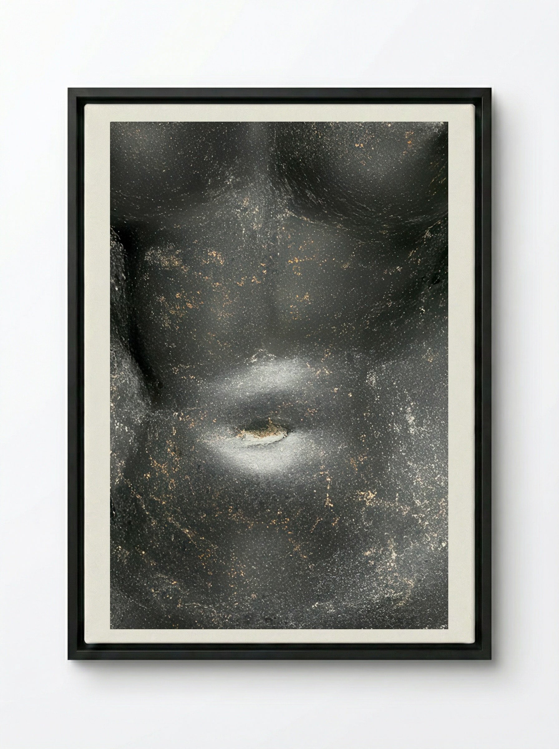 Torso of Aphrodite (Basalt Sculpture) - Fine Art Print - Framed Canvas Black
