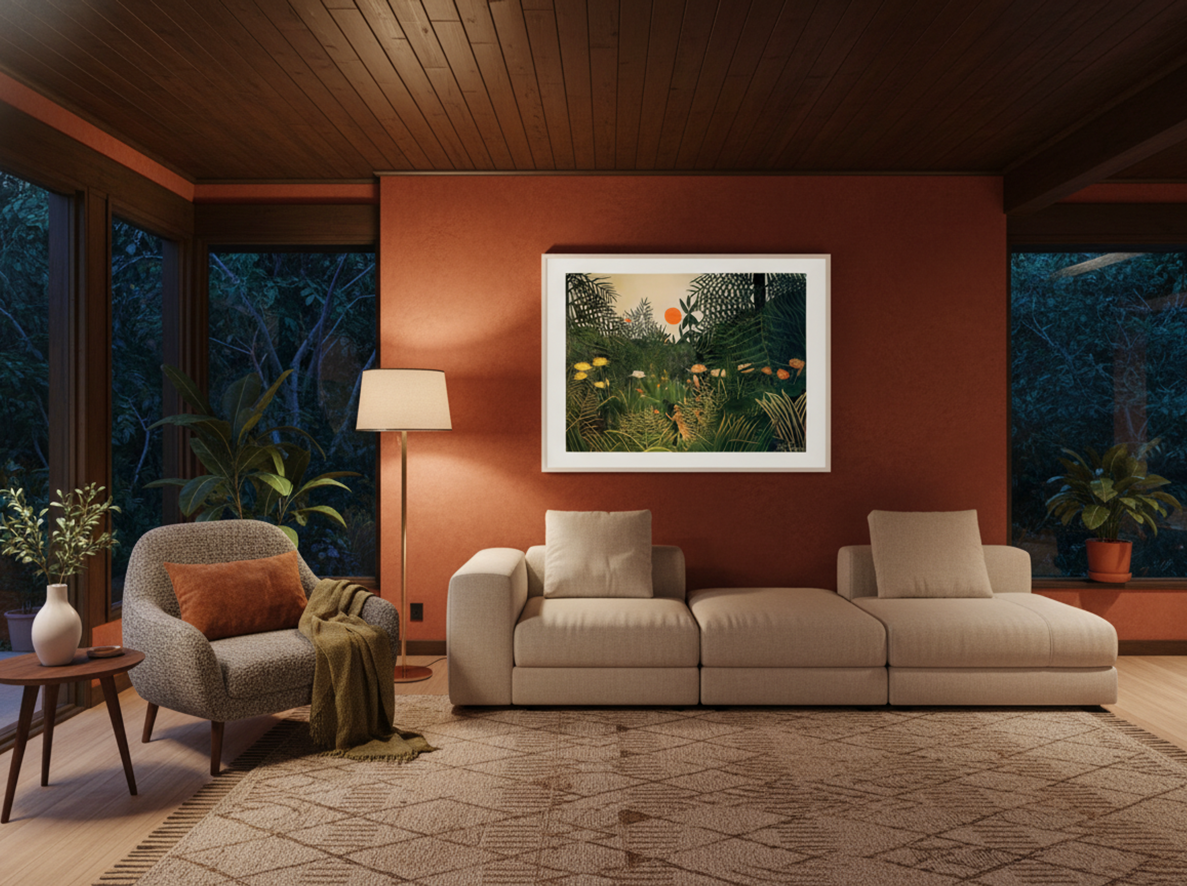 Man Attacked by a Jaguar by Henri Rousseau – Naïve Art Jungle Drama Print - Lifestyle