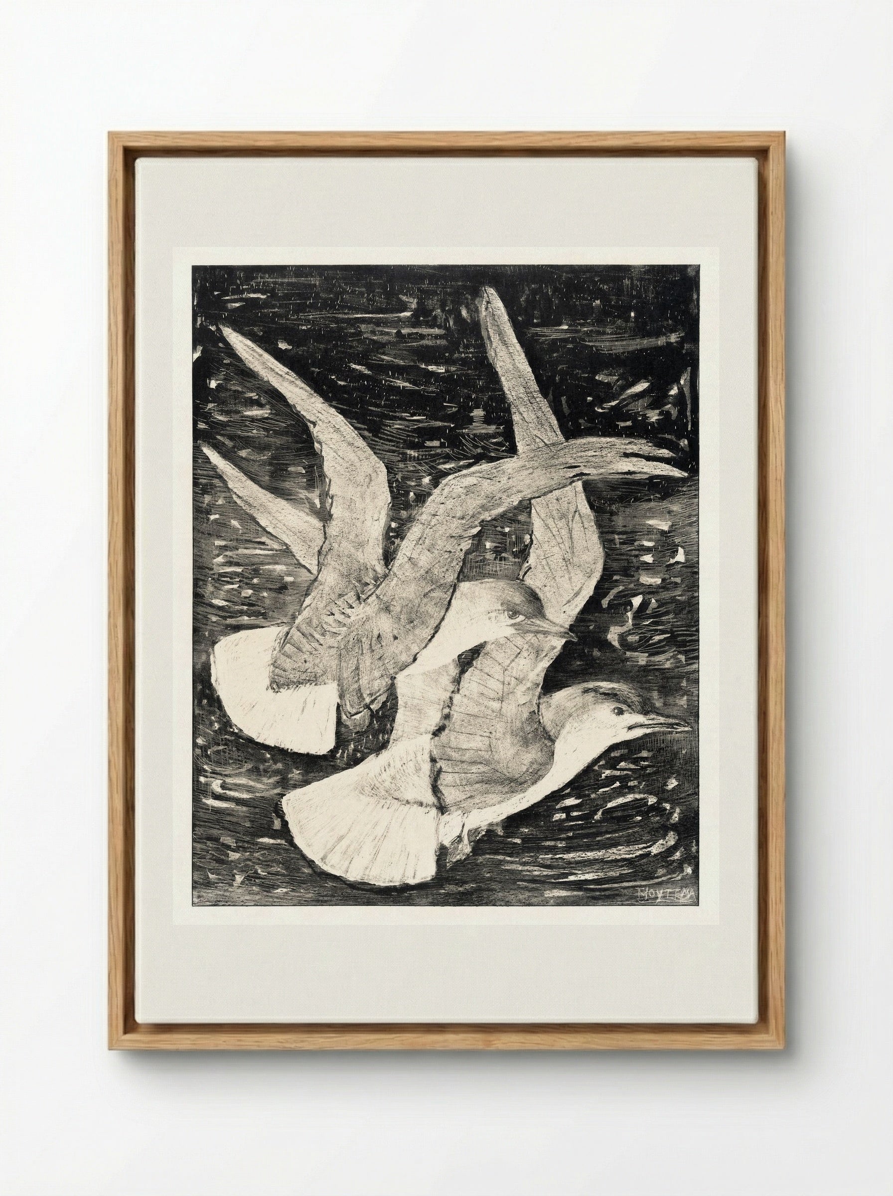 Two Flying Gulls - Theo van Hoytema - Framed Canvas Wood