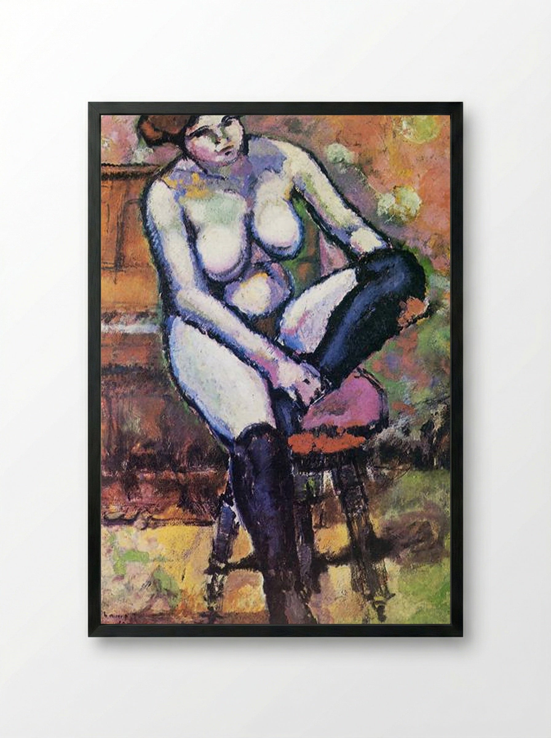 Nude with Black Stockings - Marcel Duchamp - Framed Print Black