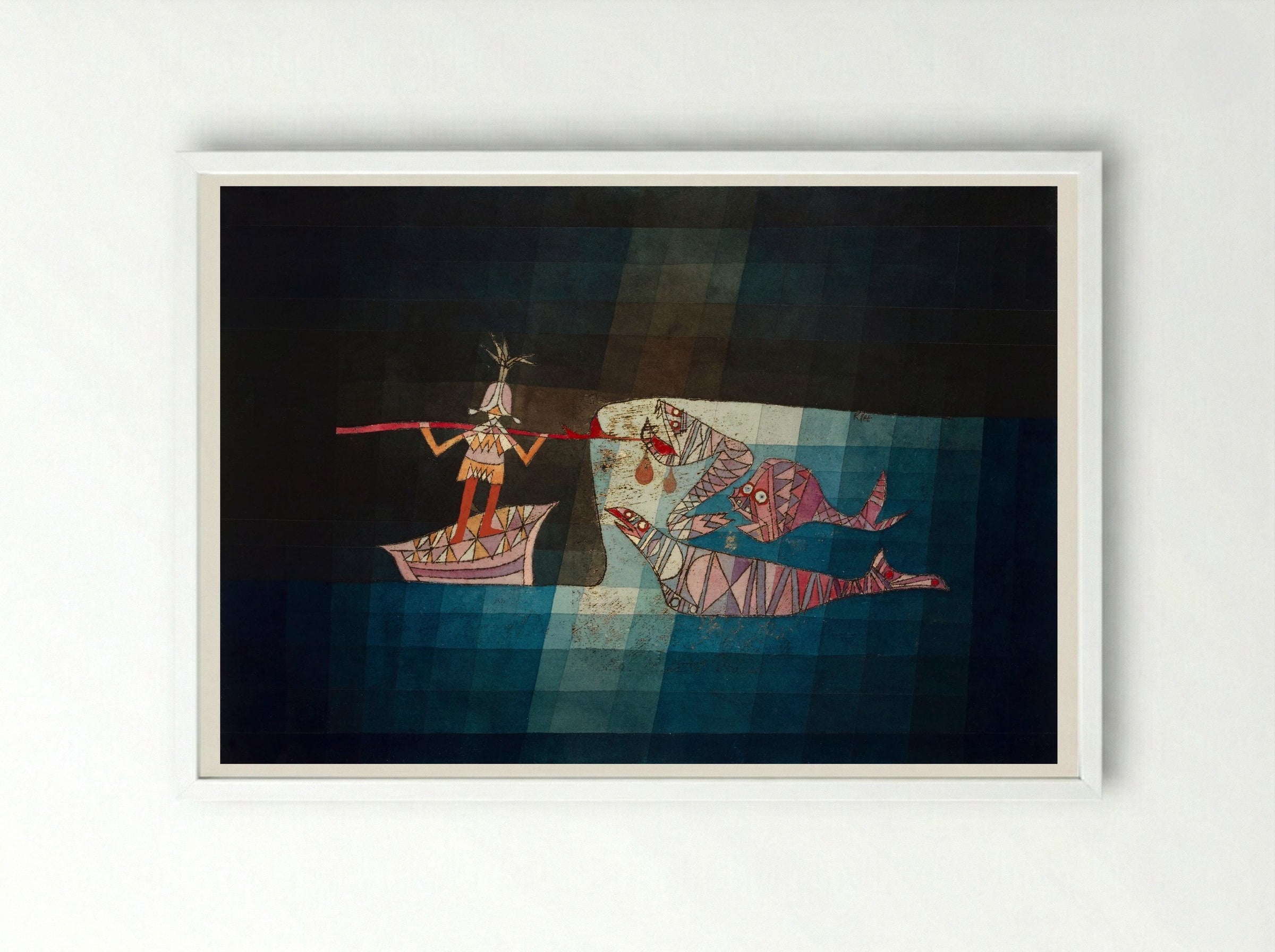 Battle Scene from 'The Seafarers' - Paul Klee - Framed Print White