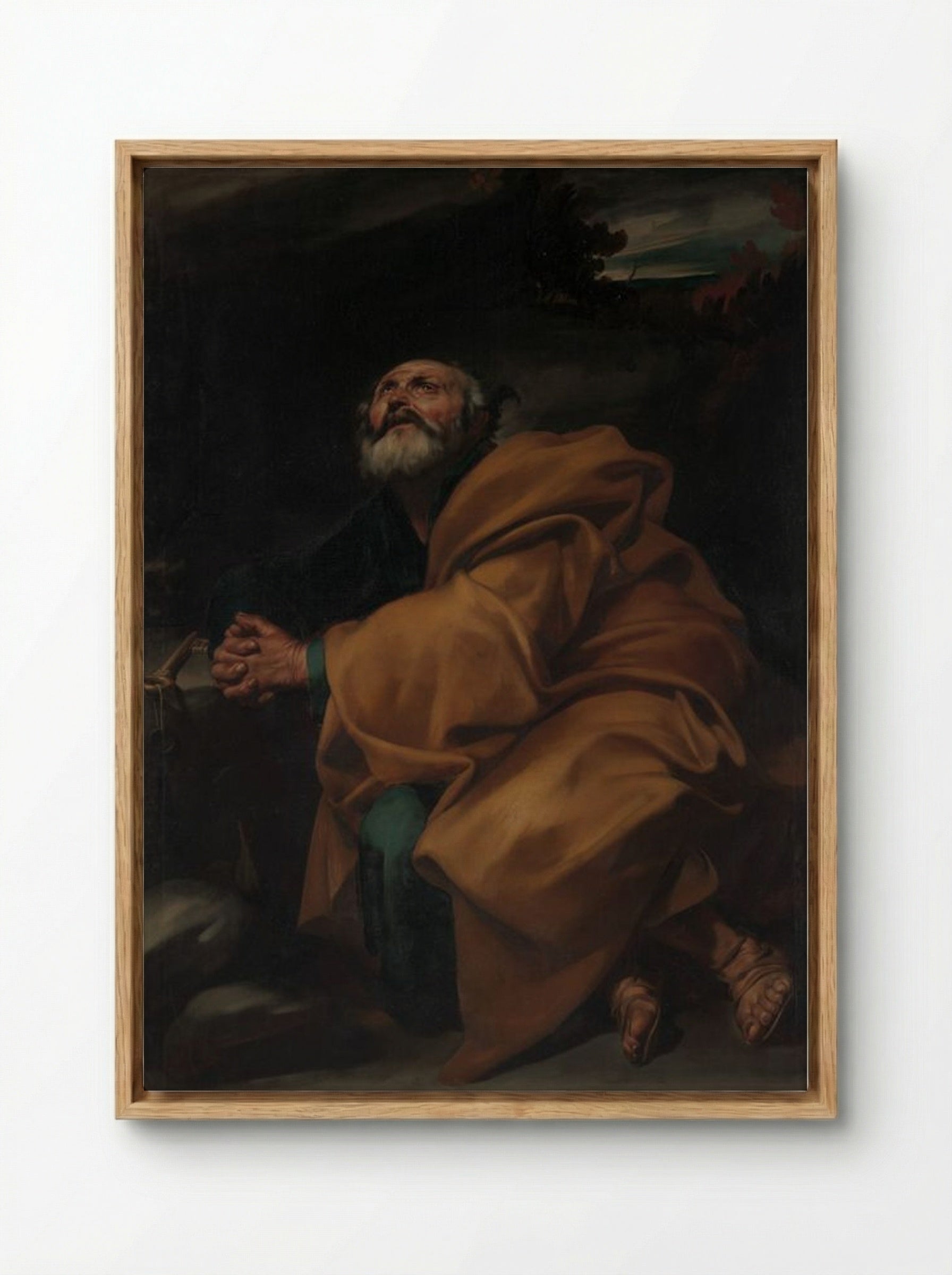 The Tears of Saint Peter - Jusepe de Ribera - Framed Canvas Wood