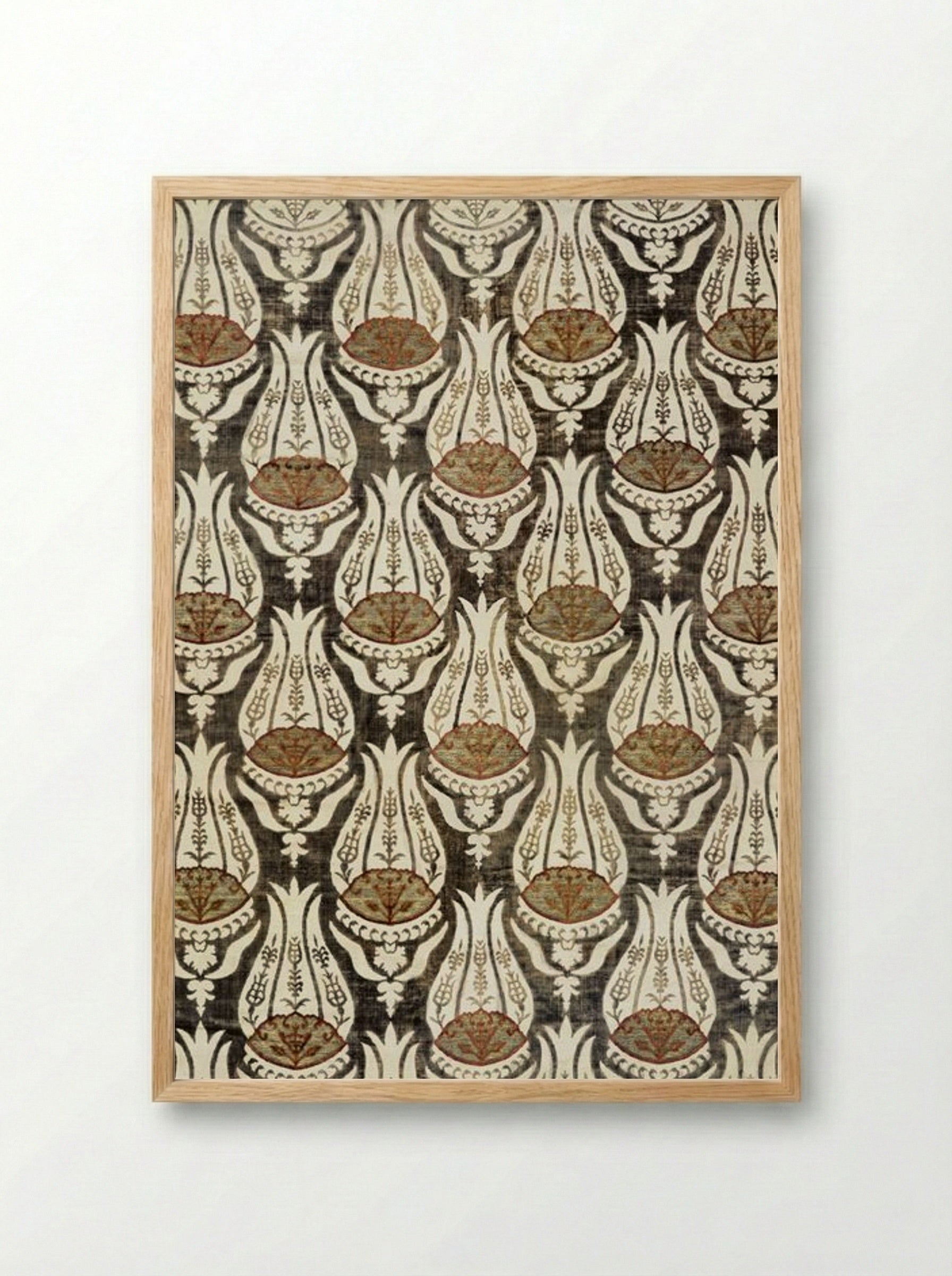 Furnishing Fabric with Tulip and Foliage Design - William Morris - Framed Print Wood