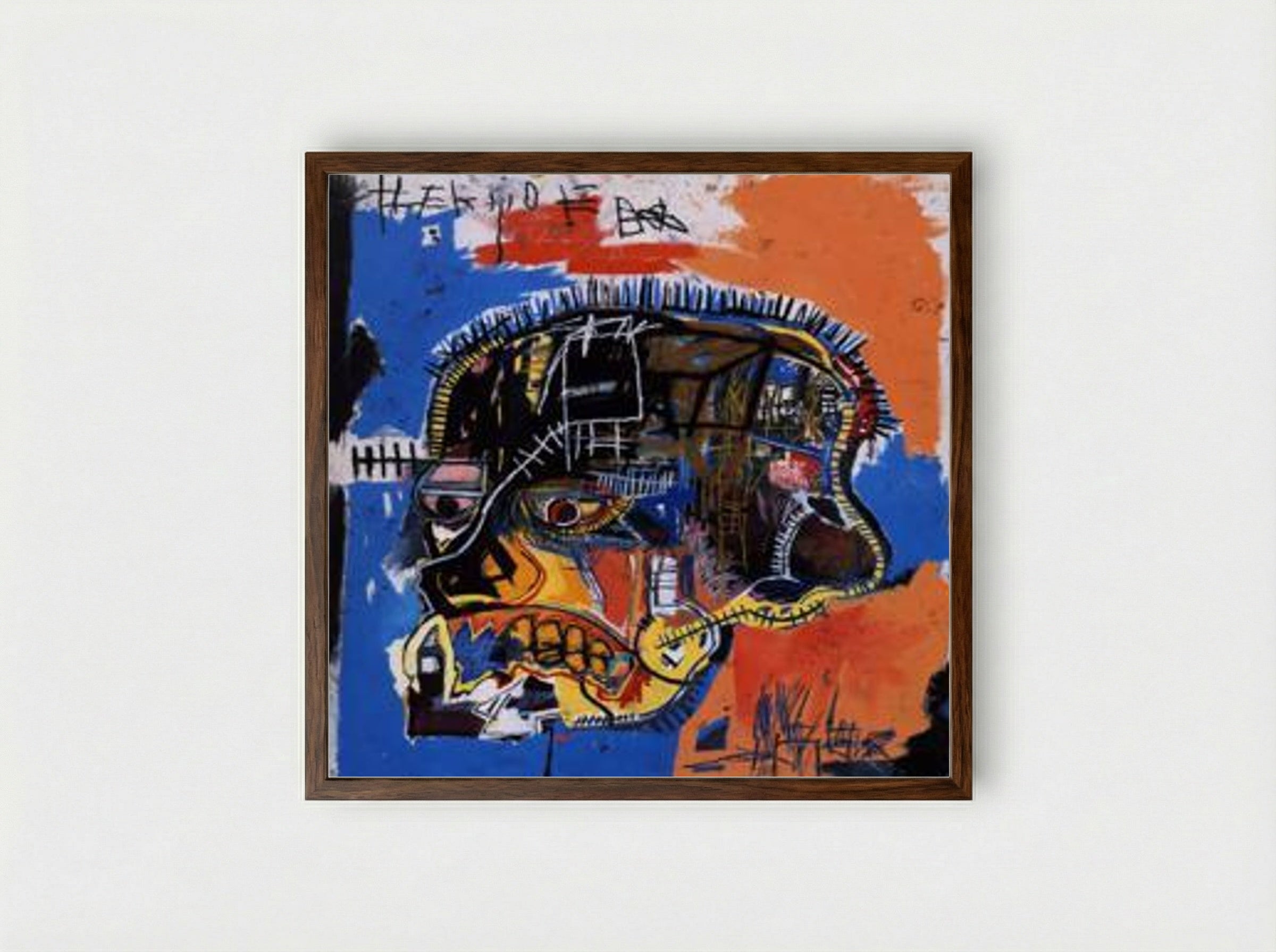 Scull - Jean-Michel Basquiat - Framed Print Dark Wood