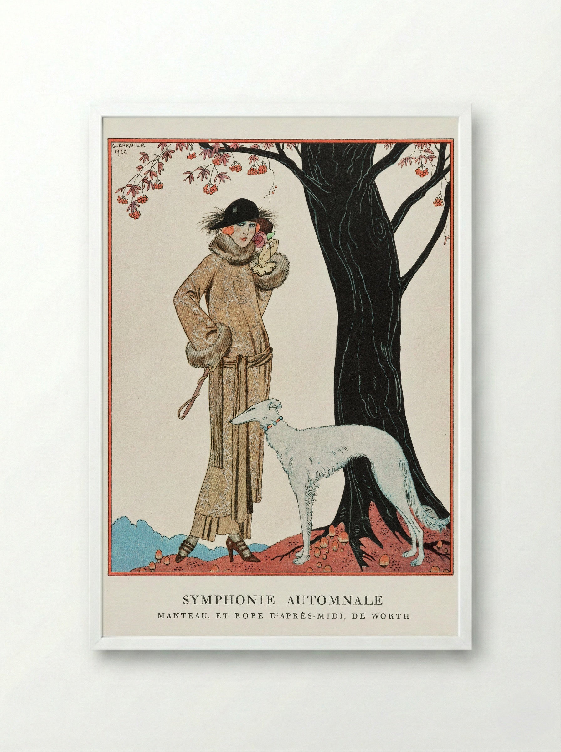 Autumn Symphony: Mantle and Afternoon Dress - George Barbier - Framed Print White