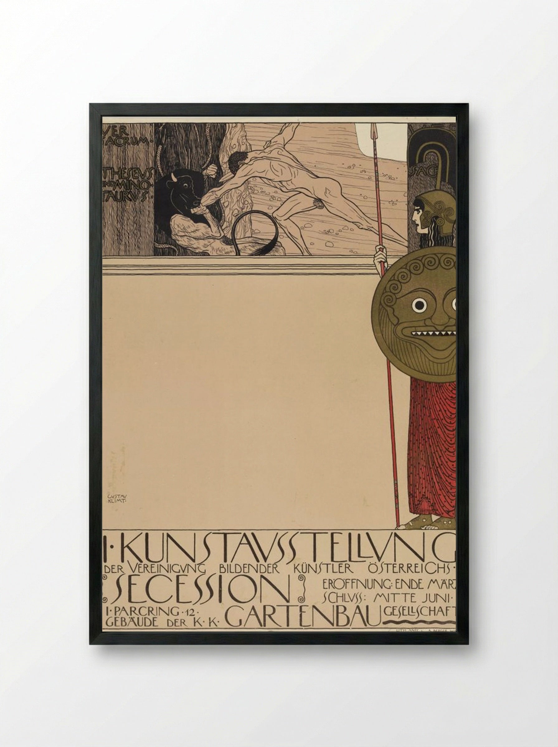 Poster for the 1st Secession Exhibition - Gustav Klimt - Framed Print Black