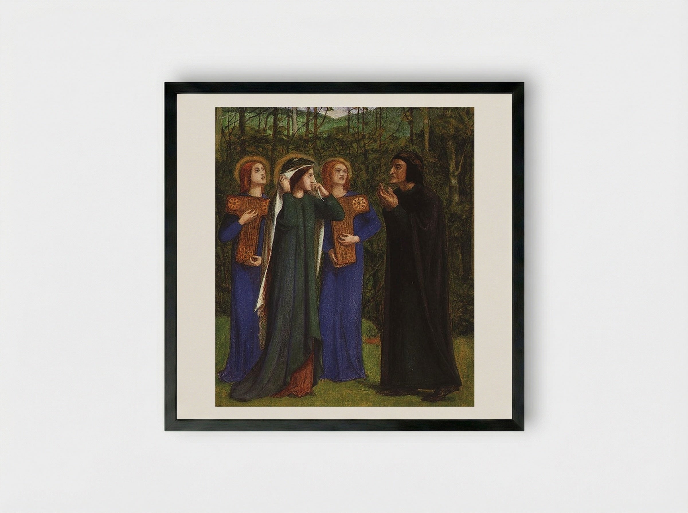 The Meeting of Dante and Beatrice in Paradise - William Blake - Framed Print Black