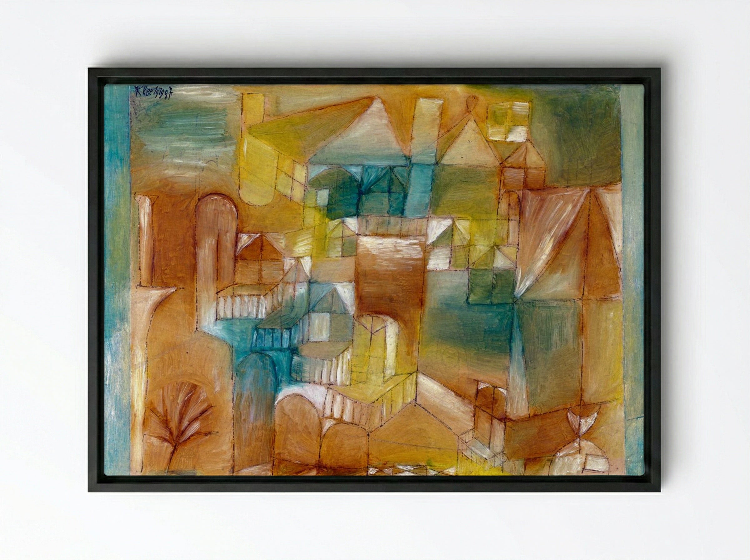 Fassade (Brown-Green) - Paul Klee - Framed Canvas Black