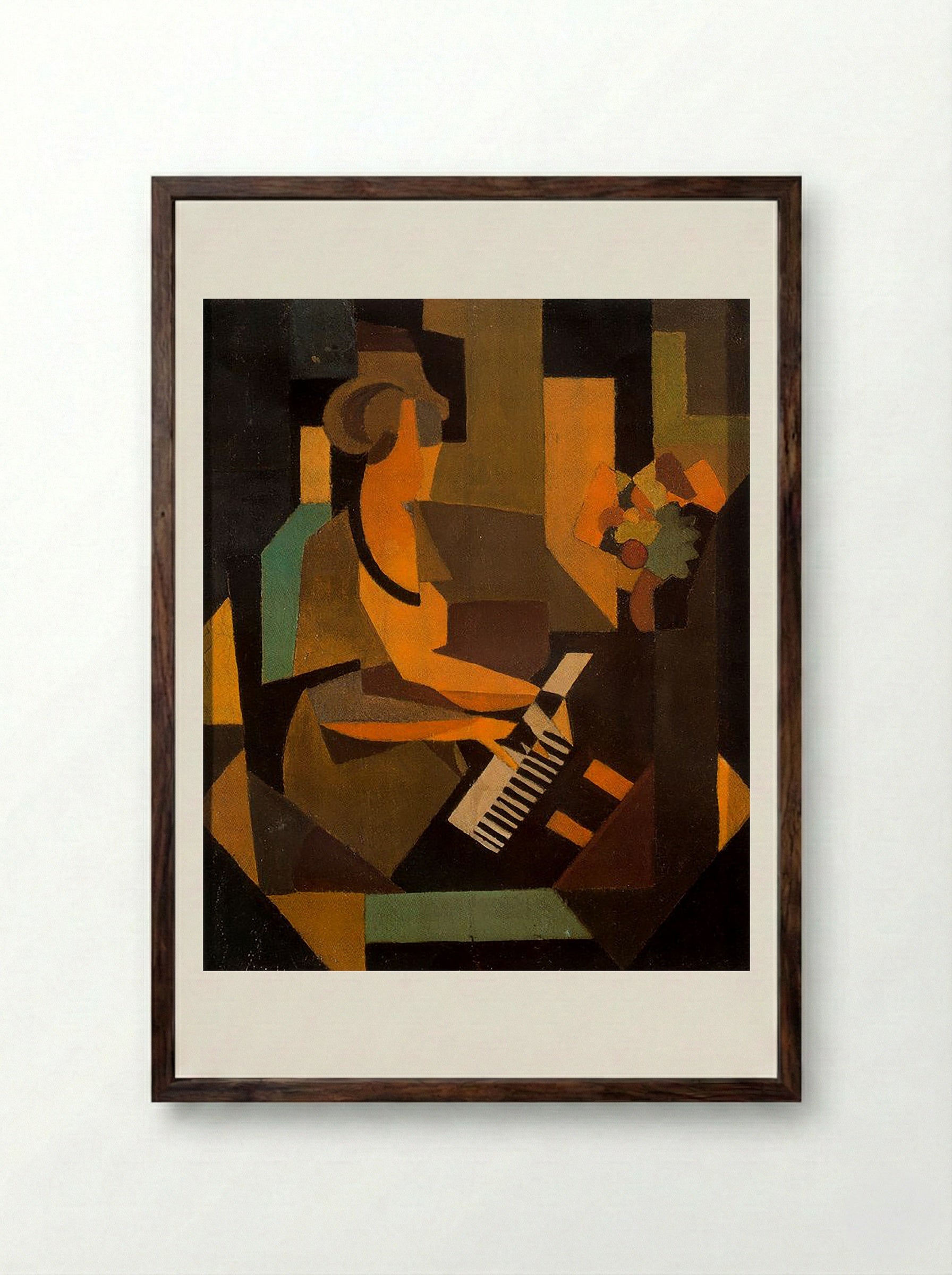 Georgette at the Piano - Fine Art Print - Framed Print Dark Wood