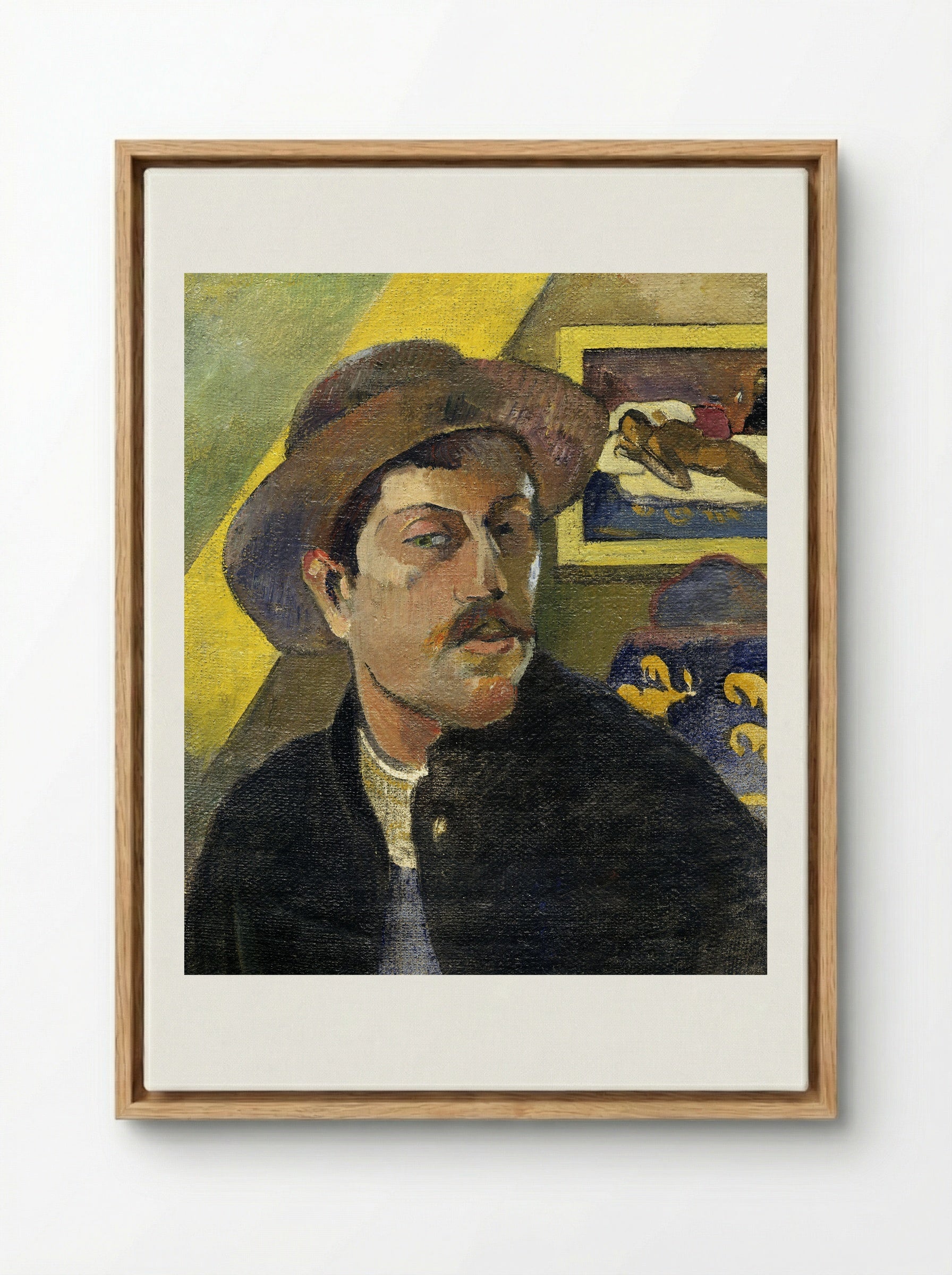 Self-Portrait in a Hat - Paul Gauguin - Framed Canvas Wood