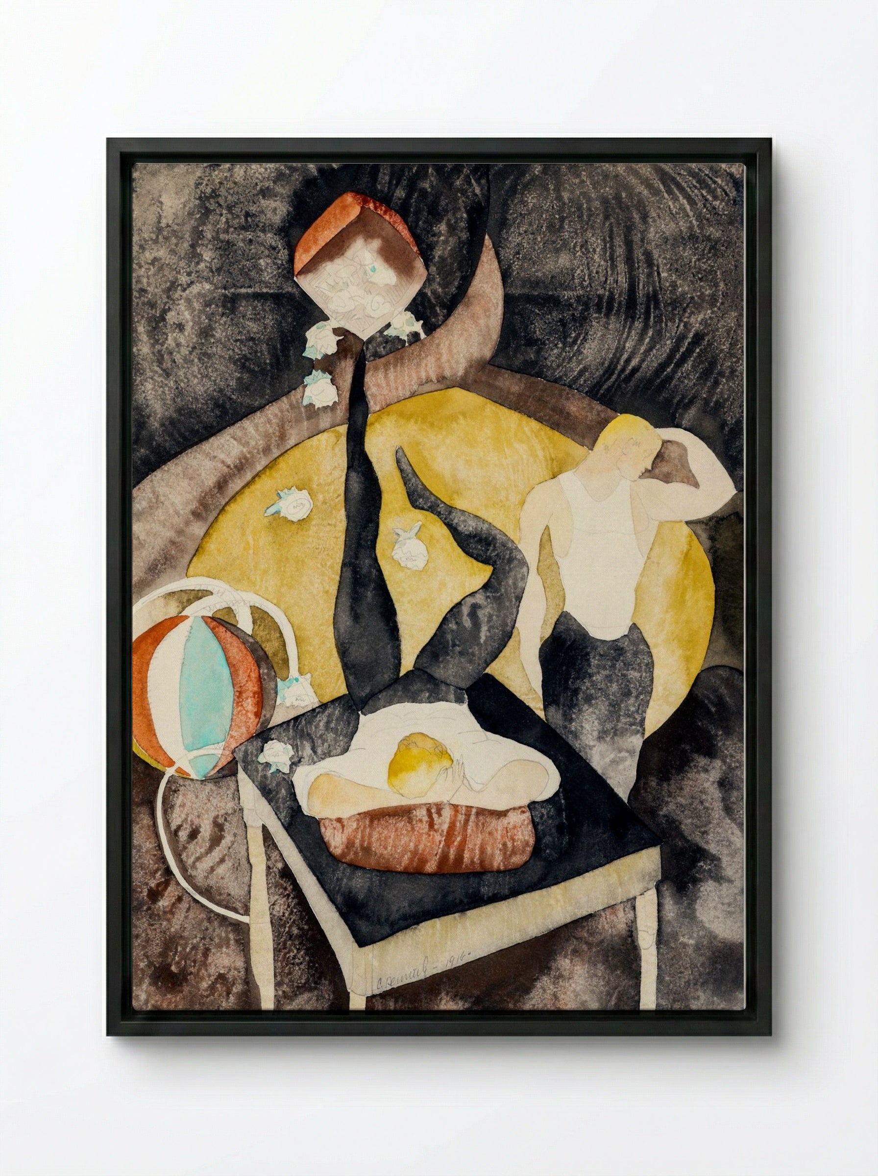 In Vaudeville: Two Acrobat-Jugglers - Charles Demuth - Framed Canvas Black