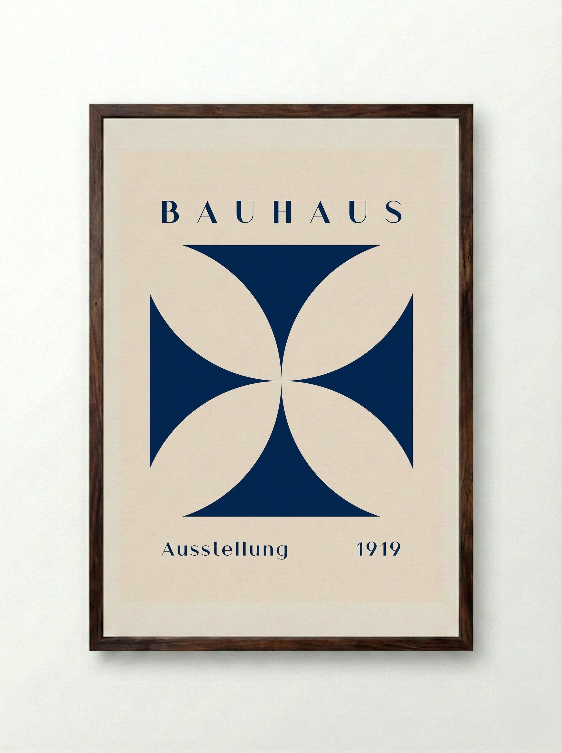 Bauhaus Ausstellung in Blue (1919) - Framed Print Dark Wood