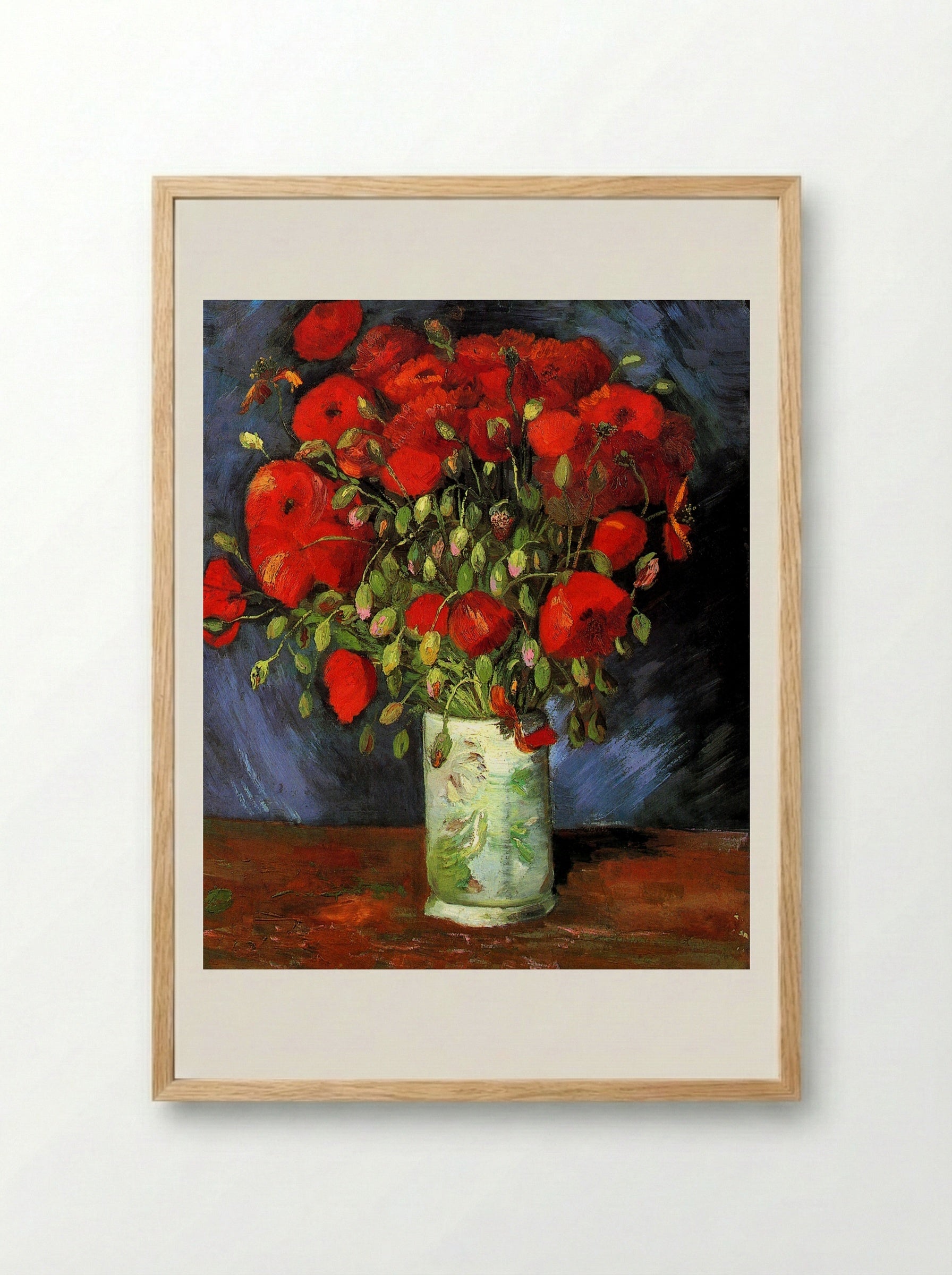 Vase with Red Poppies - Vincent van Gogh - Framed Print Wood