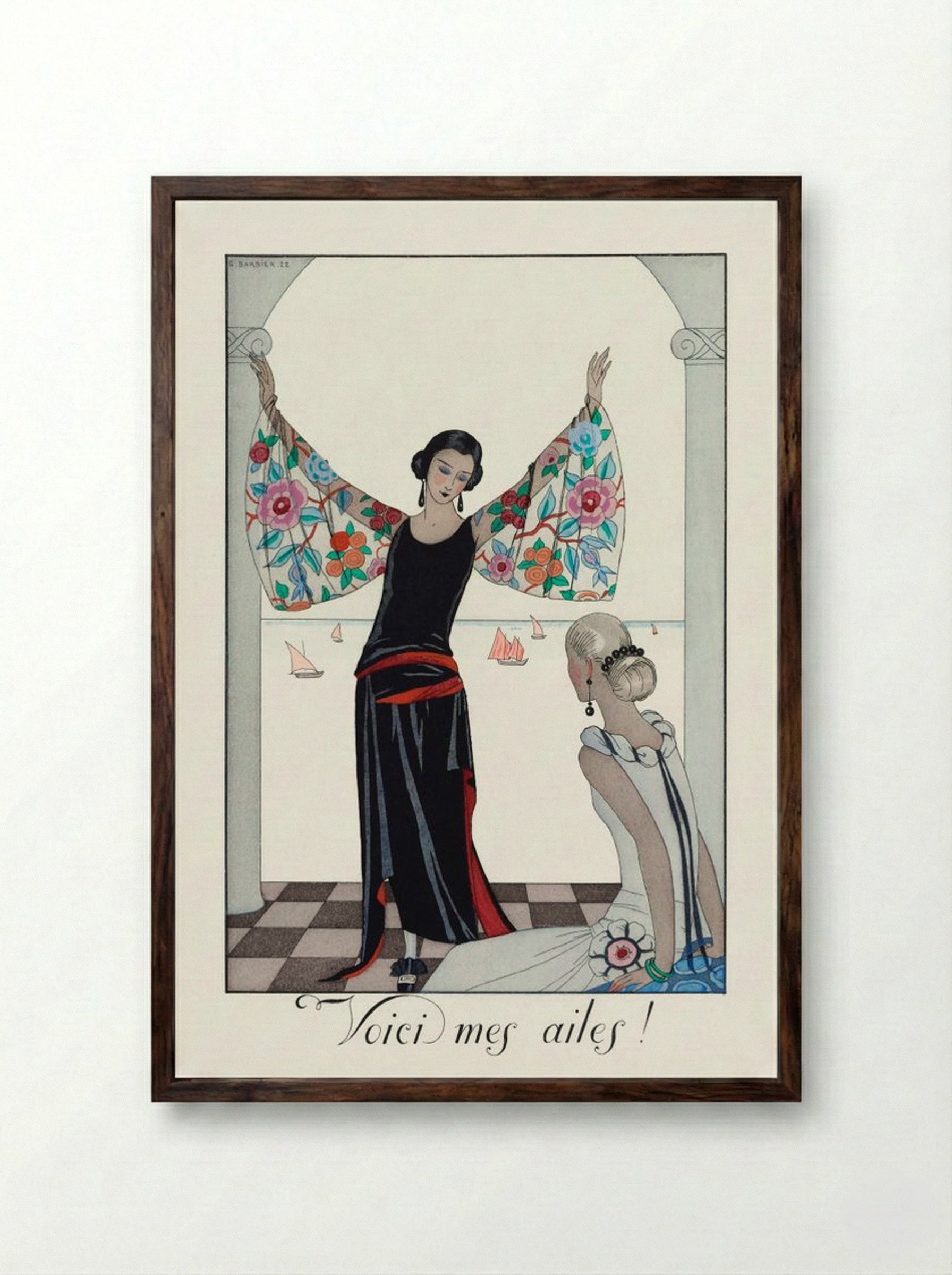 Voici mes ailes! - George Barbier - Framed Print Dark Wood