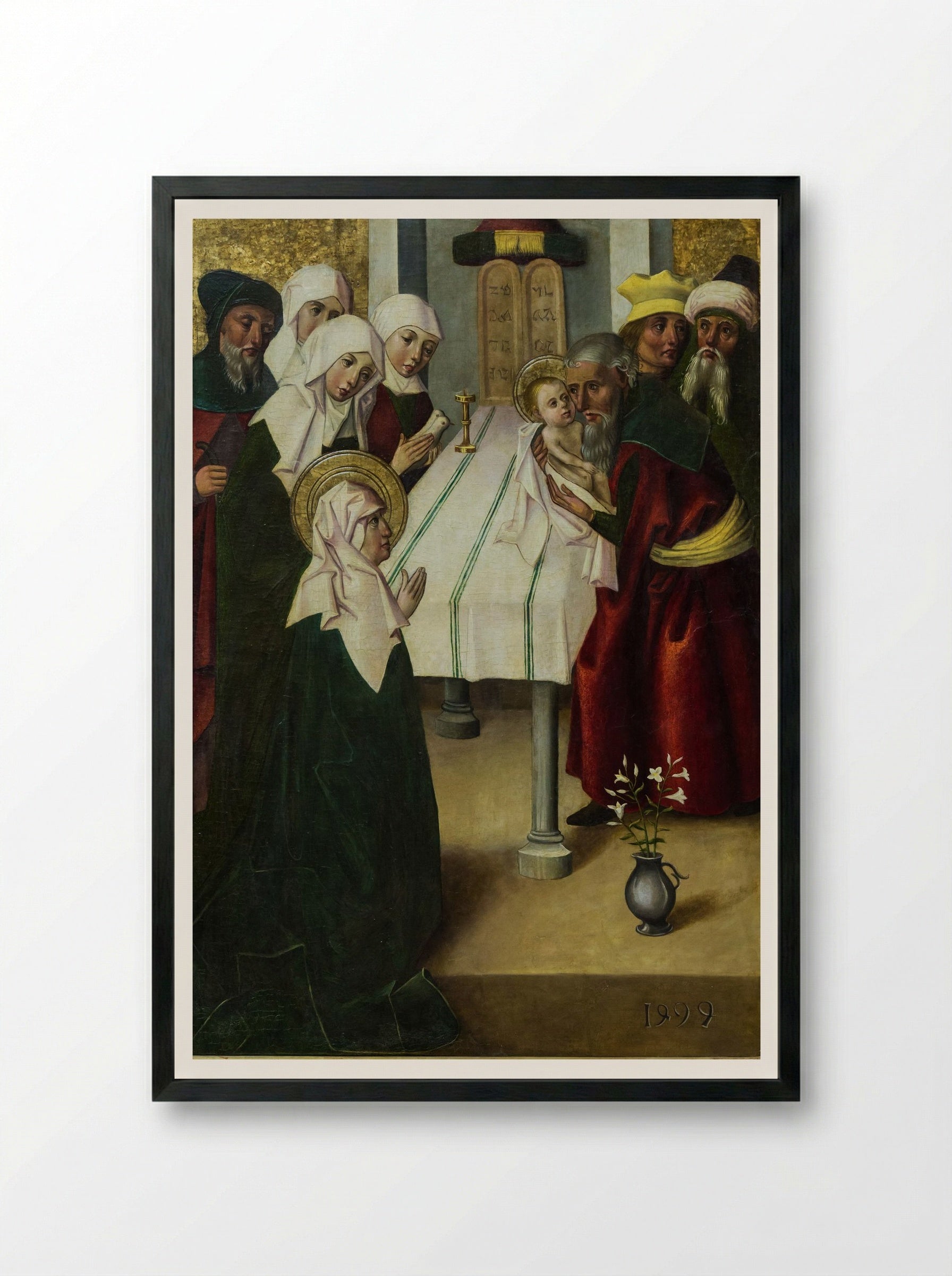 Presentation at the Temple - Meister von Seitenstetten - Framed Print Black