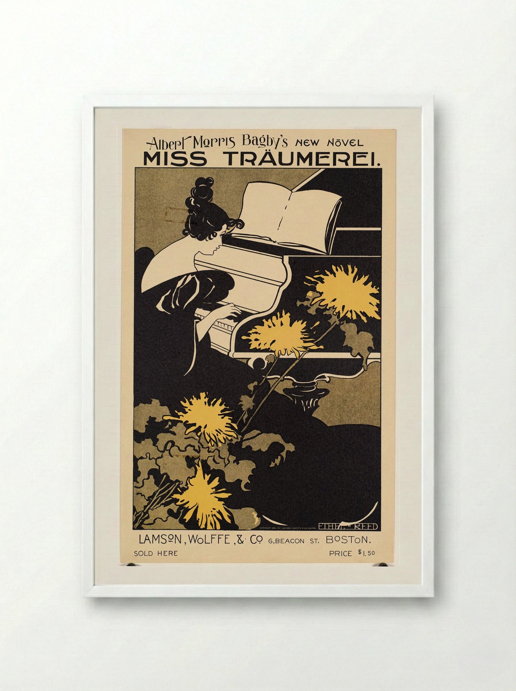 Miss Traumerei (Poster for Albert Morris Bagby's Novel) - Ethel Reed - Framed Print White